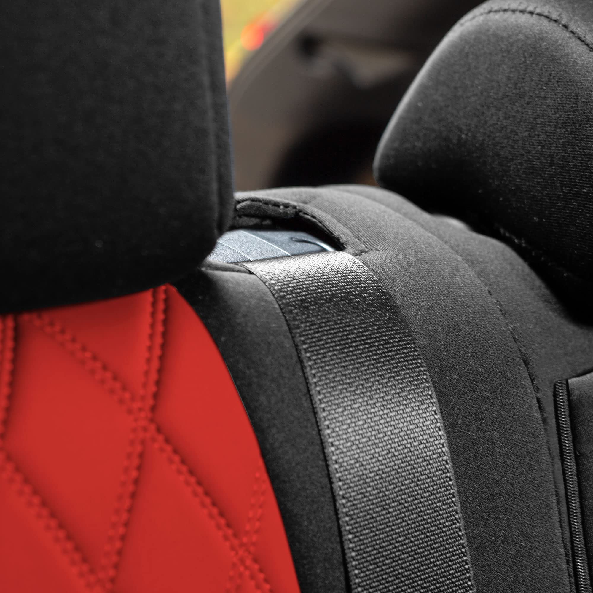 Premium Custom Fit Seat Covers for 2021-2022 Toyota RAV4 Hybrid/Prime - Waterproof Neosupreme Neoprene Full Set (Red) | Durable Protection & Stylish Upgrade for Car Interior | Perfect for Road Trips, Daily Commute & Pet Owners