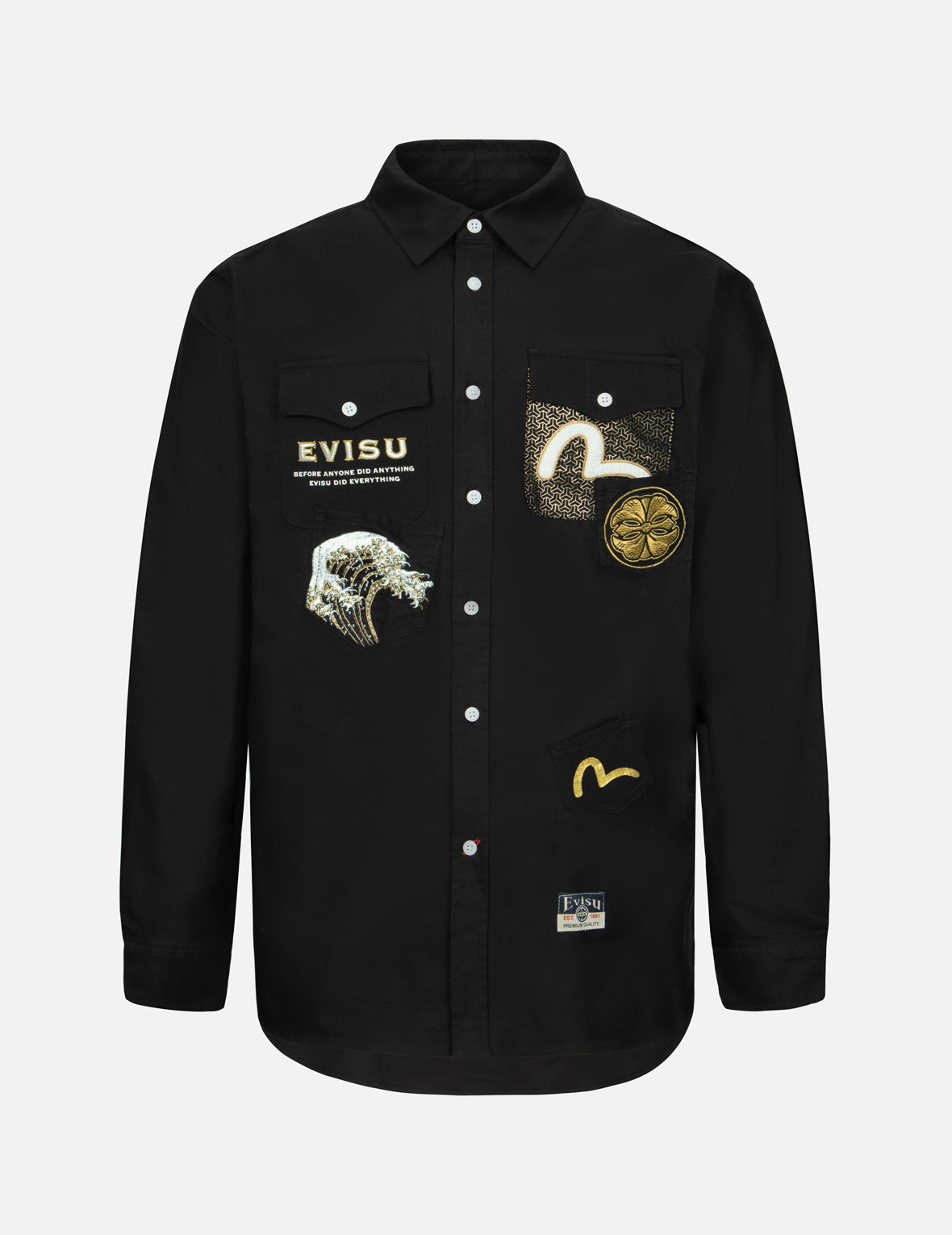 Multi-Pocket Embroidered Logo Patch Relaxed Fit Shirt for Men - Casual Comfort Wear for Outdoor, Work & Everyday Use
