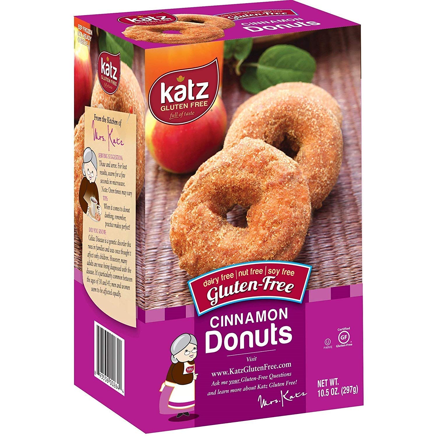 Katz Gluten Free Donuts Variety Pack - Top 4 Flavors (Powdered, Chocolate Frosted, Glazed, Cinnamon) | Dairy Free, Nut Free, Soy Free, Kosher Certified | Perfect for Breakfast, Snacks & Special Diets (8 Donuts Total)
