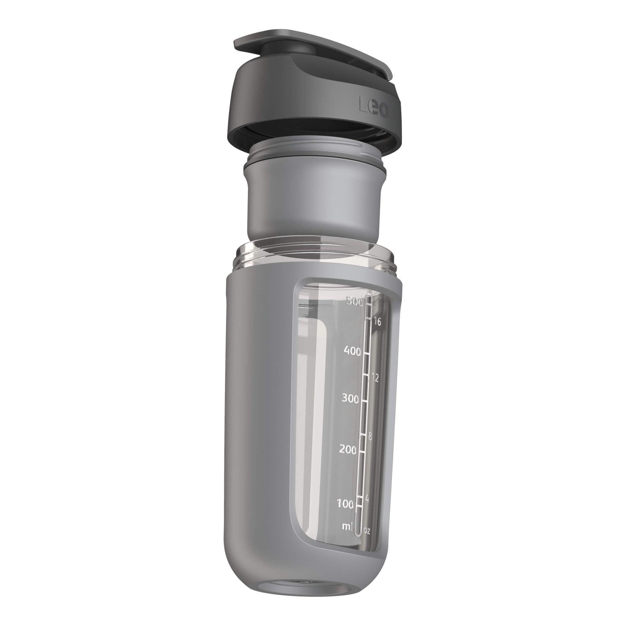 BergHOFF Leo 16.9oz Protein Shaker Bottle with Powder Compartment - Leak Proof, BPA Free Gym Water Bottle for Protein Shakes & Pre Workout - Perfect for Bodybuilding, Fitness & Sports (Grey)