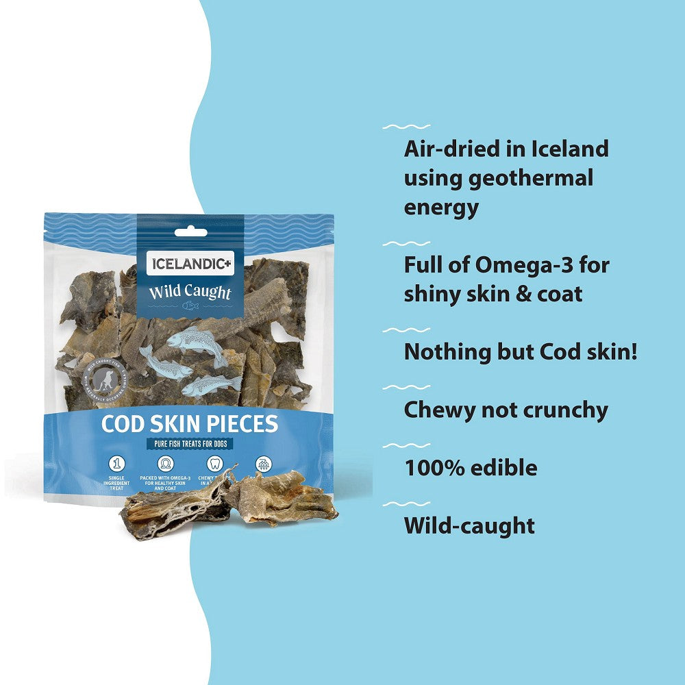 Premium Dried Cod Skins for Dogs - All-Natural, High-Protein Dog Treats for Training, Chewing & Dental Health - Great for Small, Medium & Large Breeds