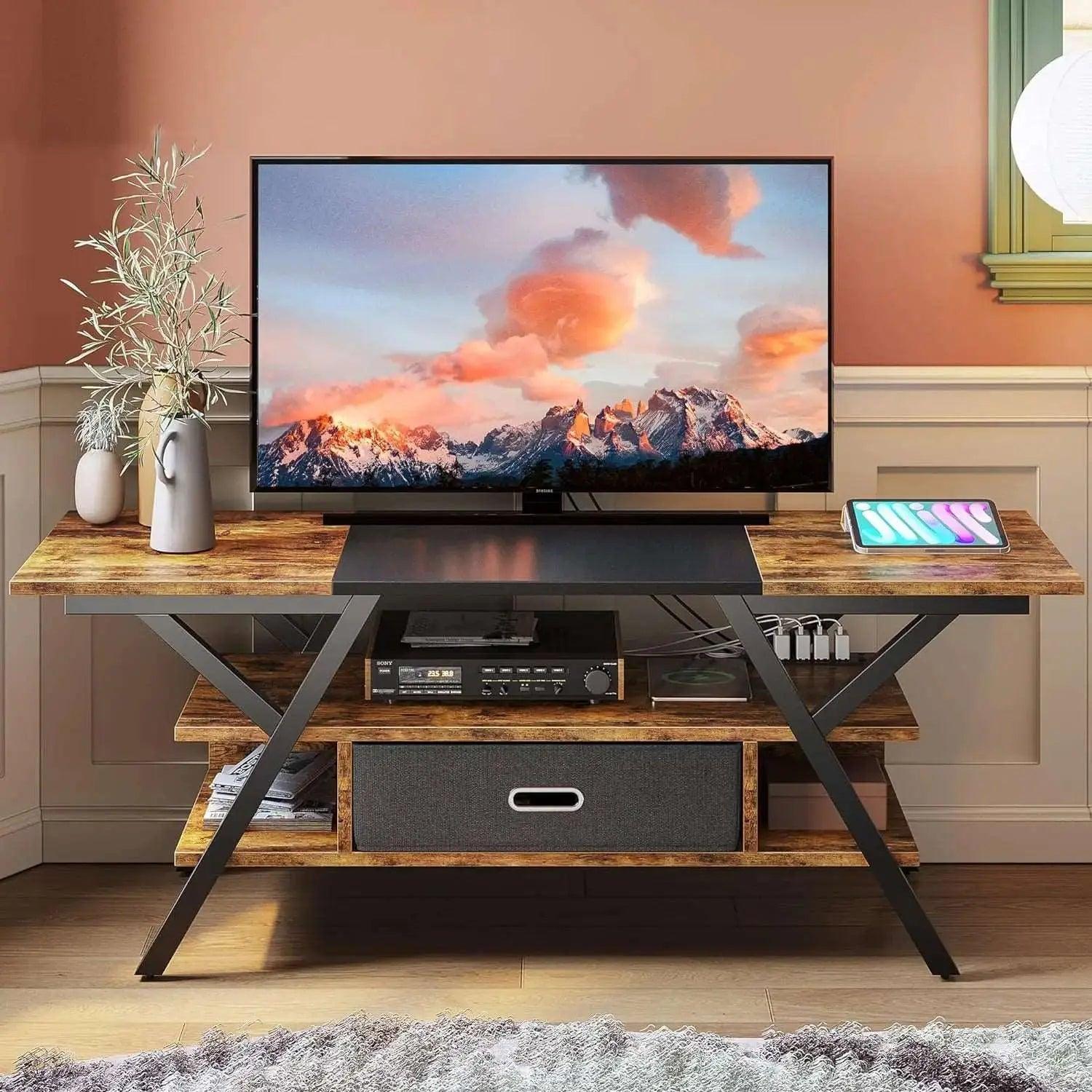 Bestier LED Gaming TV Stand for 65/70/75 inch TVs with Power Outlets & USB Ports - Modern Entertainment Center for Living Room, Bedroom & Game Room