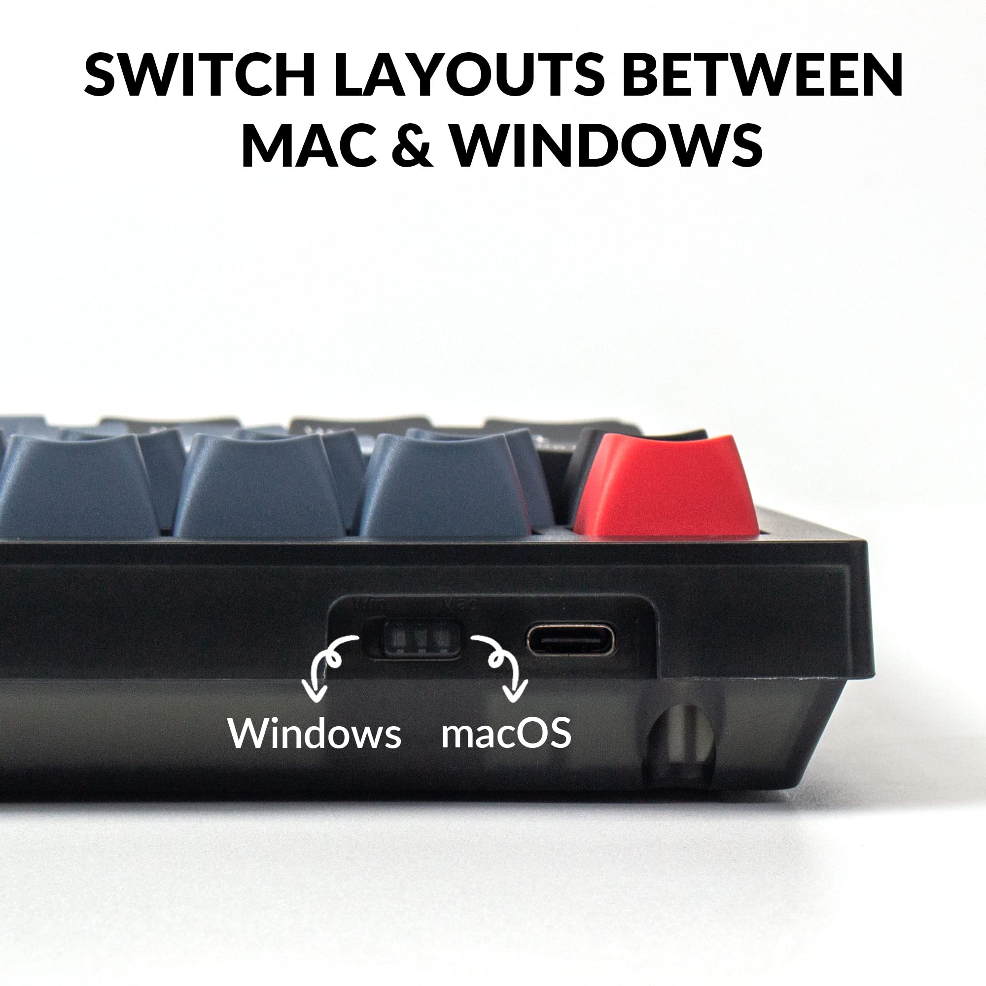 Keychron V1 Wired Custom Mechanical Keyboard with Knob - 75% Compact Layout, QMK/VIA Programmable, Hot-Swappable K Pro Red Switches, Mac/Windows/Linux Compatible (Frosted Black Translucent) - Perfect for Gaming, Coding & Office Work