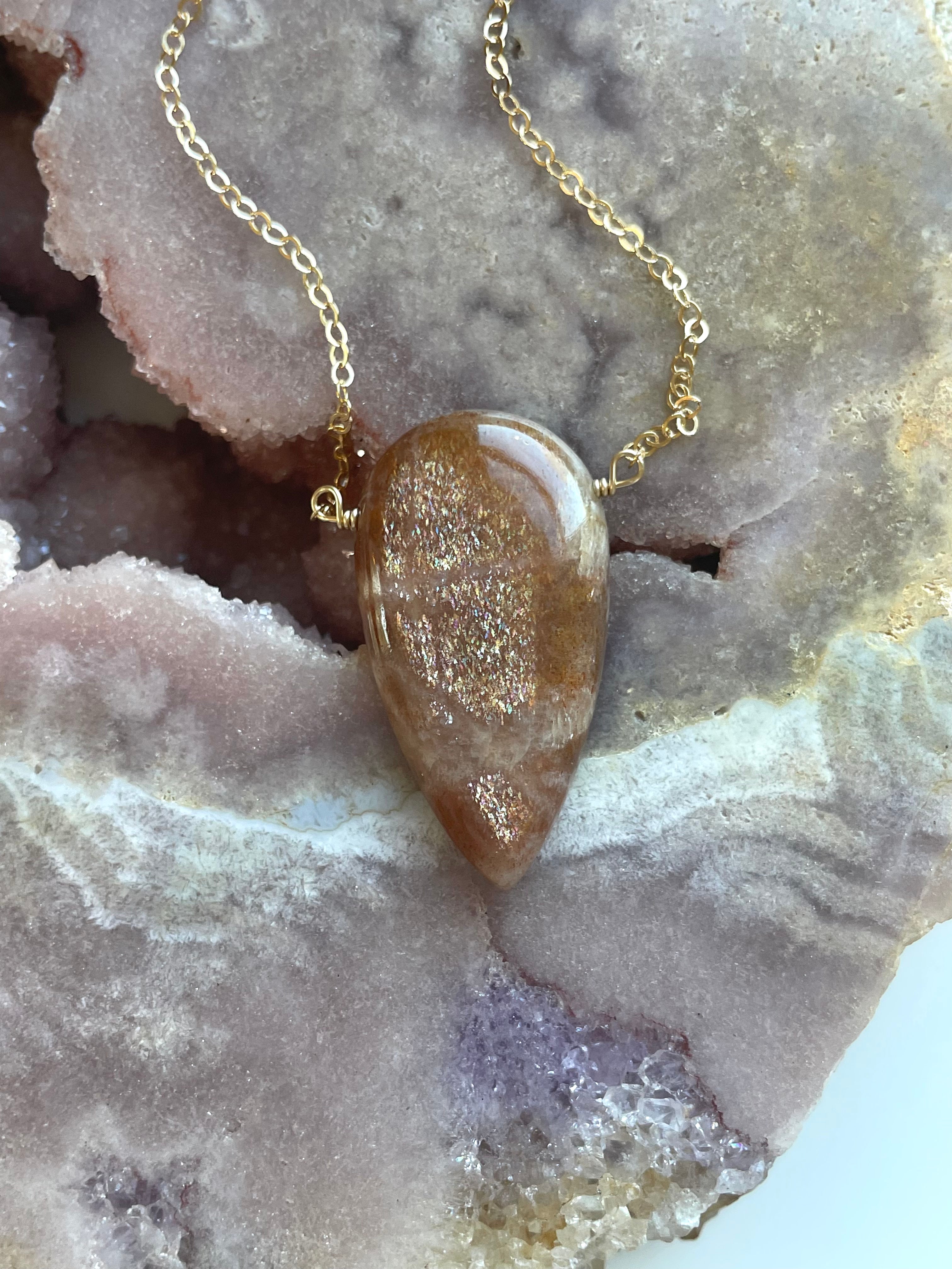 Custom Rainbow Lattice Sunstone Jewelry - Handmade Gemstone Pendant for Necklace or Bracelet - Perfect for Boho Fashion, Spiritual Healing & Unique Gifts