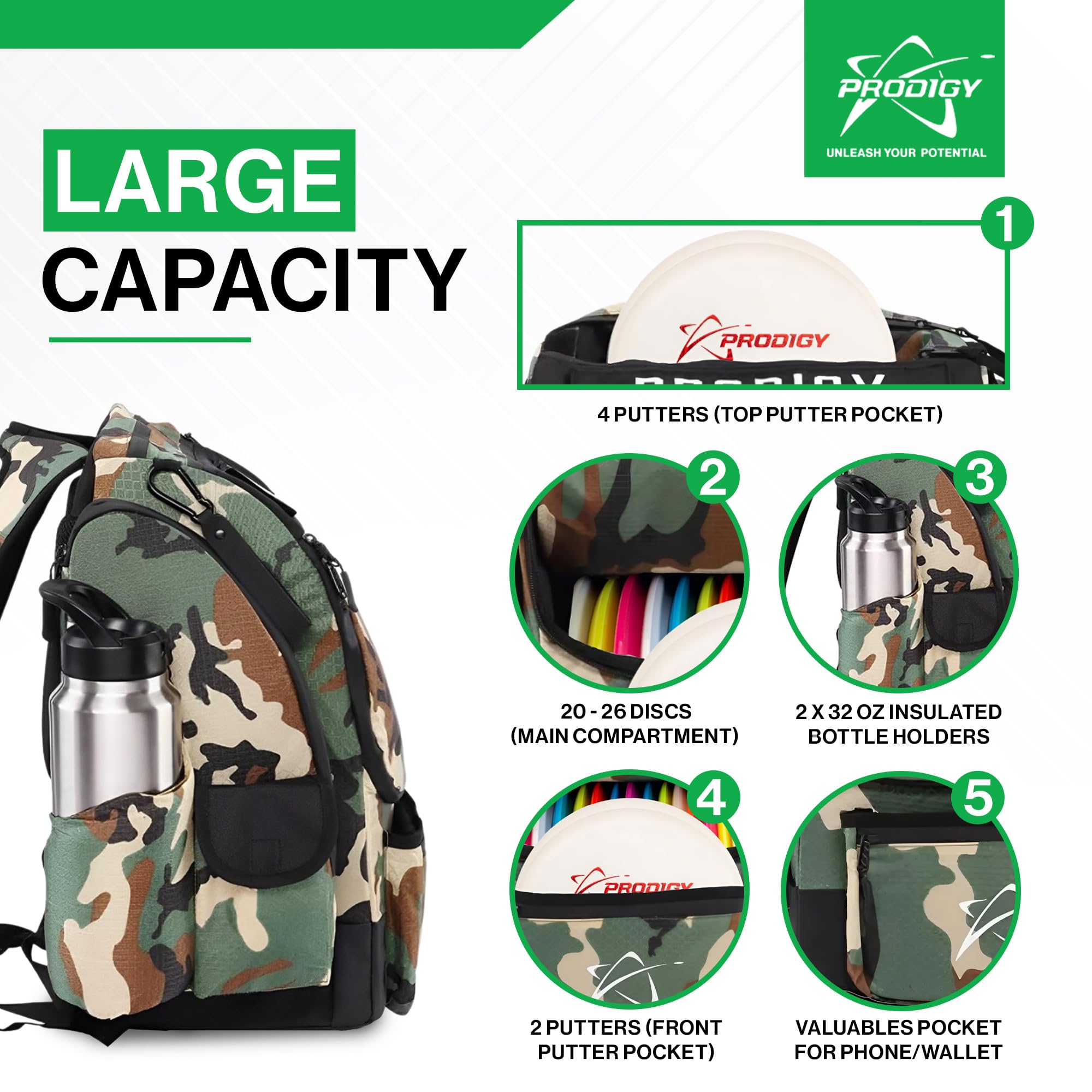 Prodigy Disc BP-1 V3 Backpack Disc Golf Bag - Lightweight & Durable Storage for Disc Golf Players - Perfect for Tournaments, Practice & Outdoor Adventures