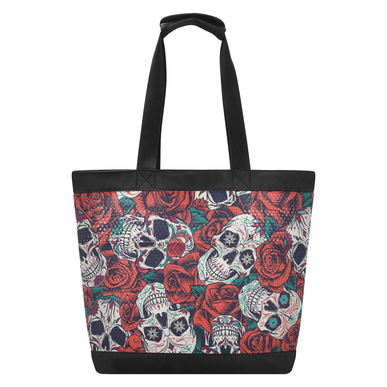 Skeleton and Rose Large Mesh Beach Tote Bag for Women - Waterproof & Sandproof Pool Bag - Perfect for Beach Trips, Swimming, Camping, School, Work and Picnic Outings