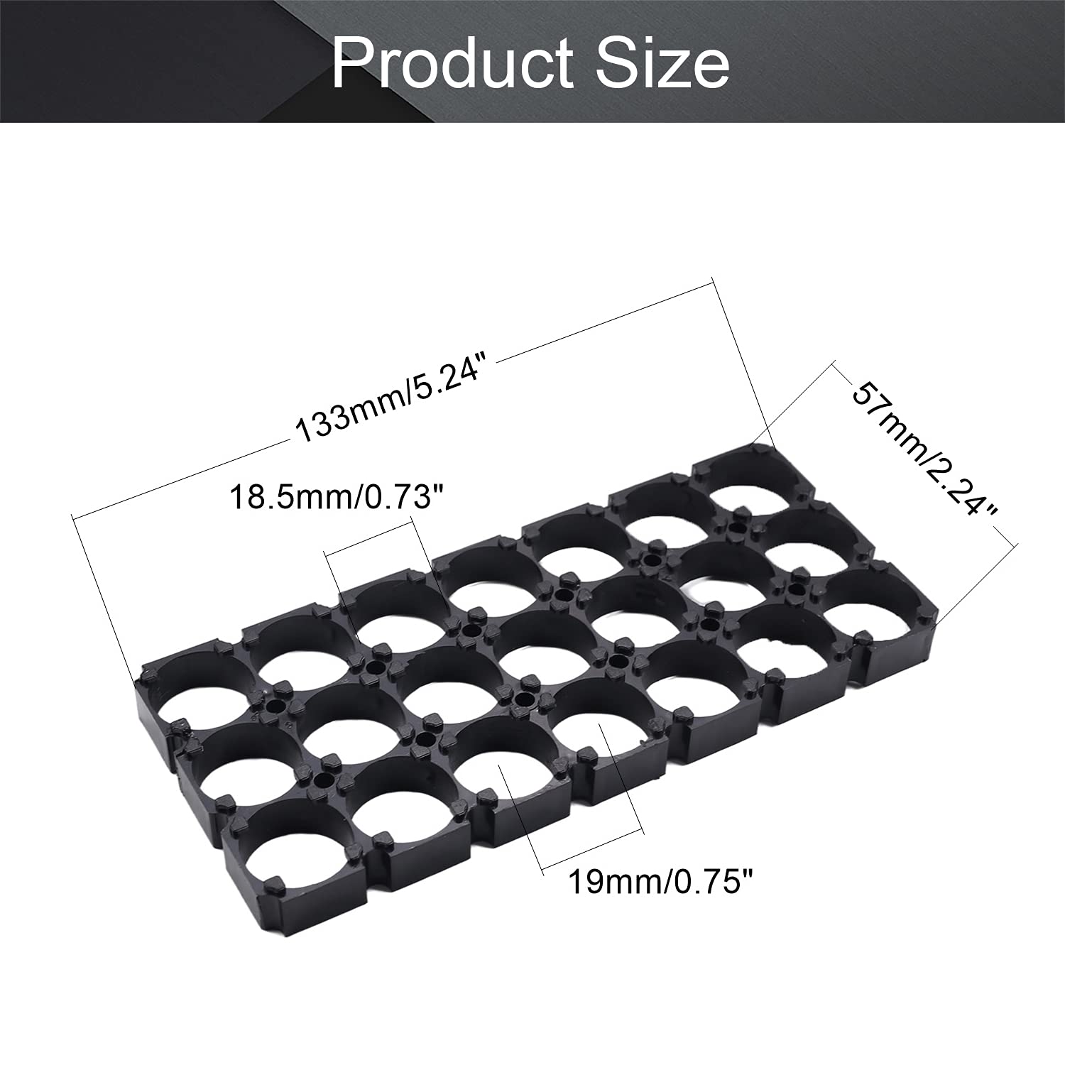 Fielect 10Pcs 3x7 Cell Spacer 18650 Lithium Battery Plastic Holder Bracket - 18.5mm Hole Diameter for DIY Battery Pack, Power Tools, Solar Energy Storage & Electric Vehicles