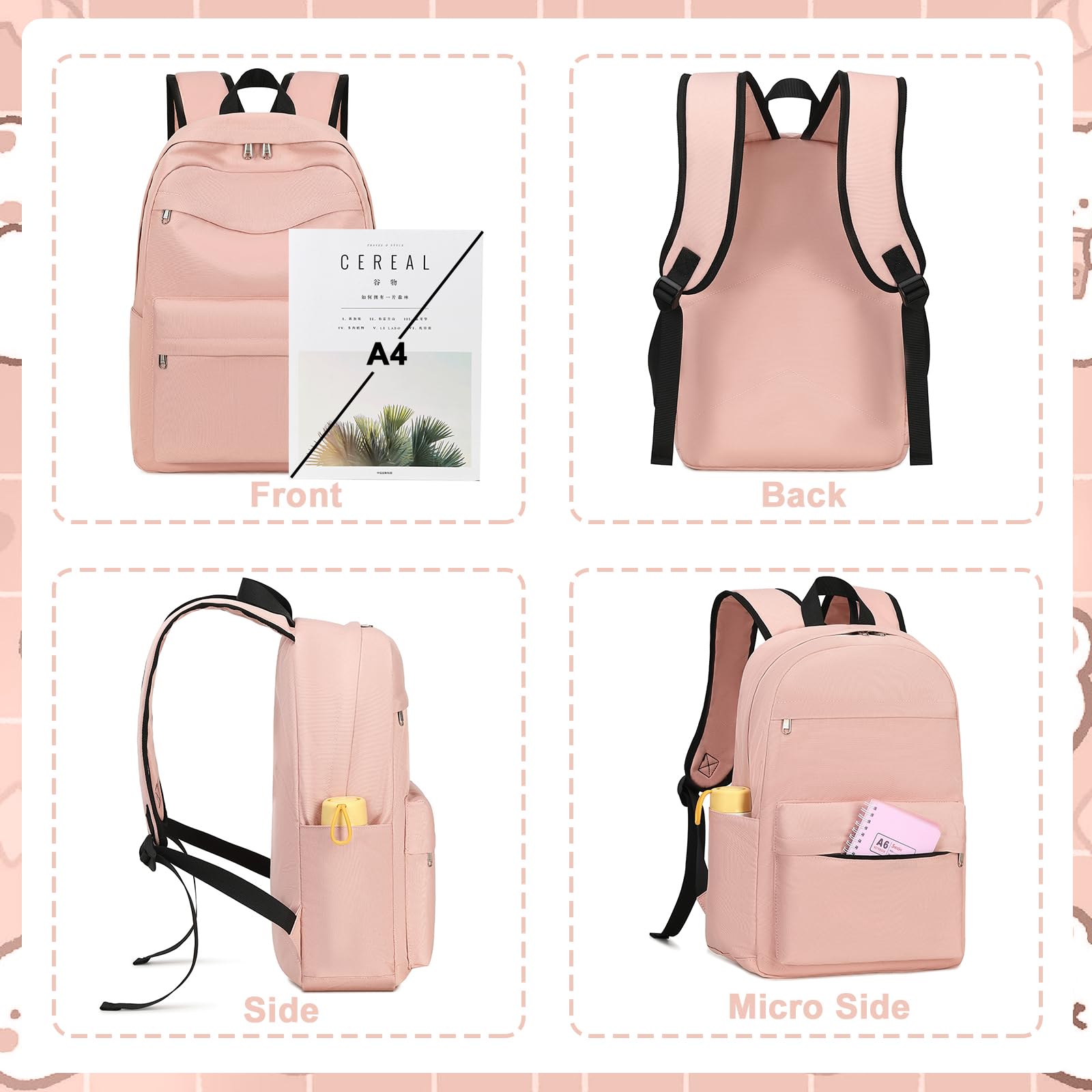 Bluboon Durable School Backpack for Kids & Teens - Lightweight Laptop Bookbag for Girls & Women - Perfect for School, College, Travel & Work Commute