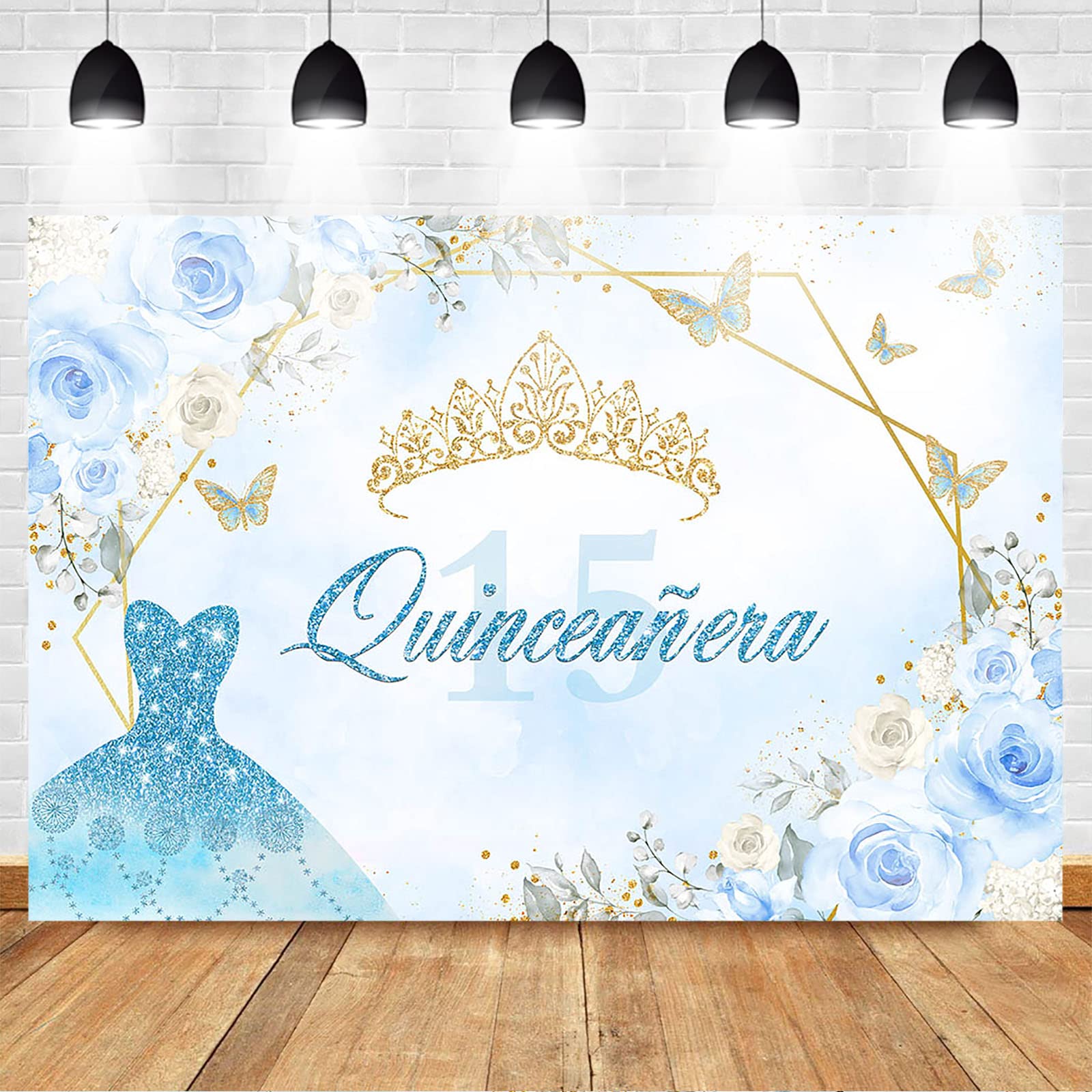 Royal Princess Quinceañera Backdrop – Sweet 15th Birthday Gold Crown Photography Background for Girls (8x6ft) | Perfect for Quinceañera Parties, Birthday Photos, and Special Celebrations
