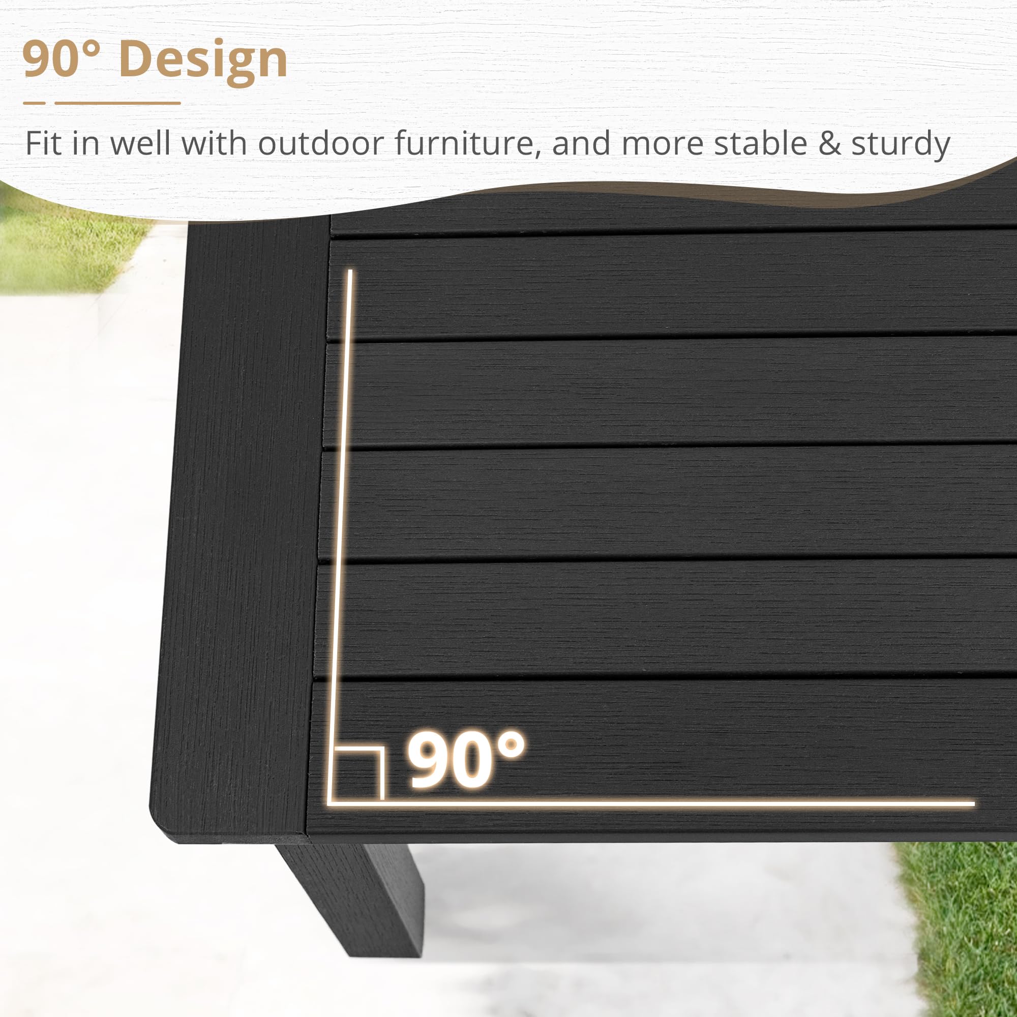 LUE BONA Outdoor Coffee Table - Weather Resistant Rectangle Patio Table with Adjustable Leveling Feet for Deck, Pool, Balcony - Indoor & Outdoor Use - Perfect for Backyard, Garden, and Living Room Relaxation