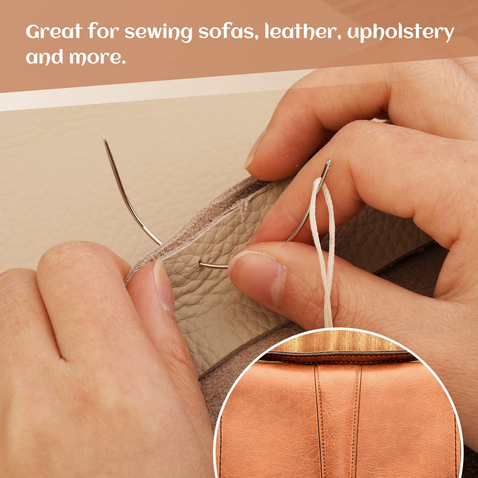 70 Pcs Curved Sewing Needles Set - 7 Sizes Leather Upholstery Needles for Hand Sewing, Embroidery, Weaving | Perfect for Leather Craft, Carpet Repair, Canvas Projects & Wig Making (DIY, Home Repair, Costume Design)