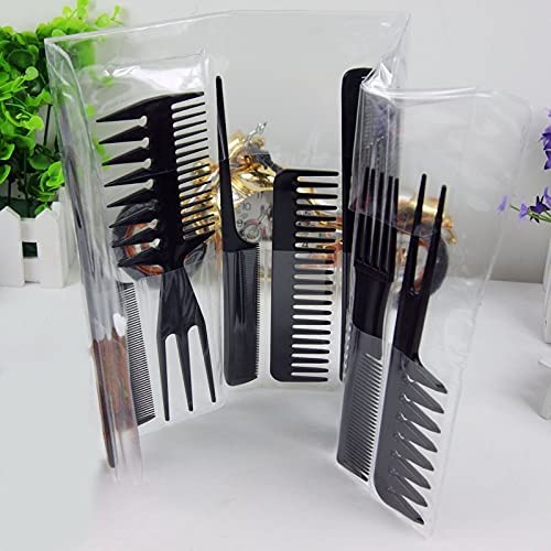 SHOPCASH 10-Piece Professional Plastic Hair Comb Set - Salon Styling Tools for Hair Cutting, Barber Kits & Home Use | Multipurpose Combs for Styling, Detangling & Grooming (Great for Salons, Barbershops & Personal Care)