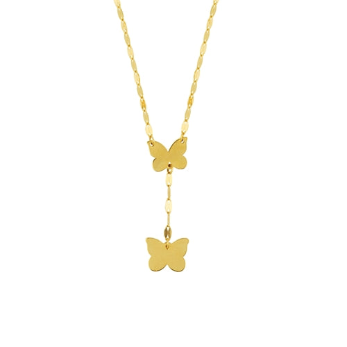 14K Gold Butterfly Lariat Necklace for Women - Elegant Layered Chain Jewelry Gift for Birthday, Anniversary & Valentine's Day - Perfect for Casual, Office & Evening Wear