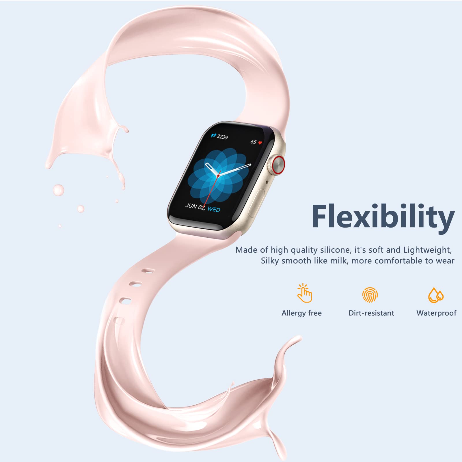 8 Pack Sport Bands Compatible with Apple Watch 38mm-49mm - Soft Silicone Waterproof Strap for Apple Watch Ultra/Ultra 2 & Series 10-1 SE - Perfect for Running, Swimming & Everyday Wear
