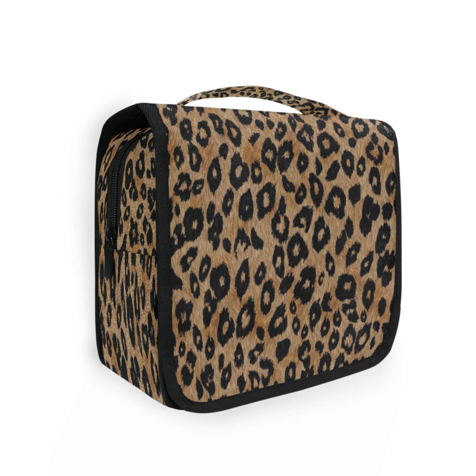 Leopard Print Hanging Toiletry Bag for Travel - Portable Cosmetic Organizer for Women & Teens - Perfect for Vacation & Bathroom Storage
