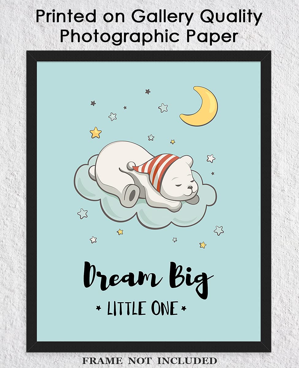 Dream Big Little One Nursery Decor - Motivational Wall Art for Kids Room
