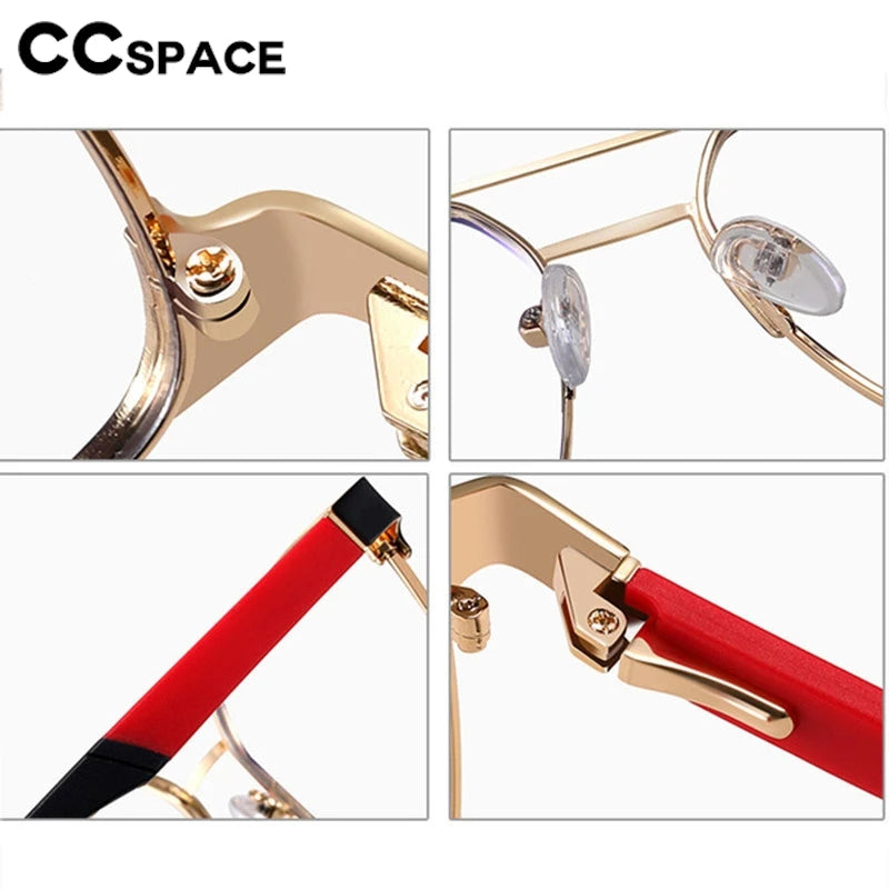 CCspace Unisex Full Rim Square Double Bridge Alloy Eyeglasses Frame 301561 - Stylish & Durable for Work, Reading, and Everyday Wear