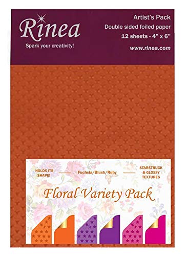 Floral Foiled Paper Variety Pack - 50 Sheets Scrapbooking Paper for Card Making, DIY Crafts, Journaling, and Gift Wrapping - Acid-Free Decorative Paper for Artists and Crafters