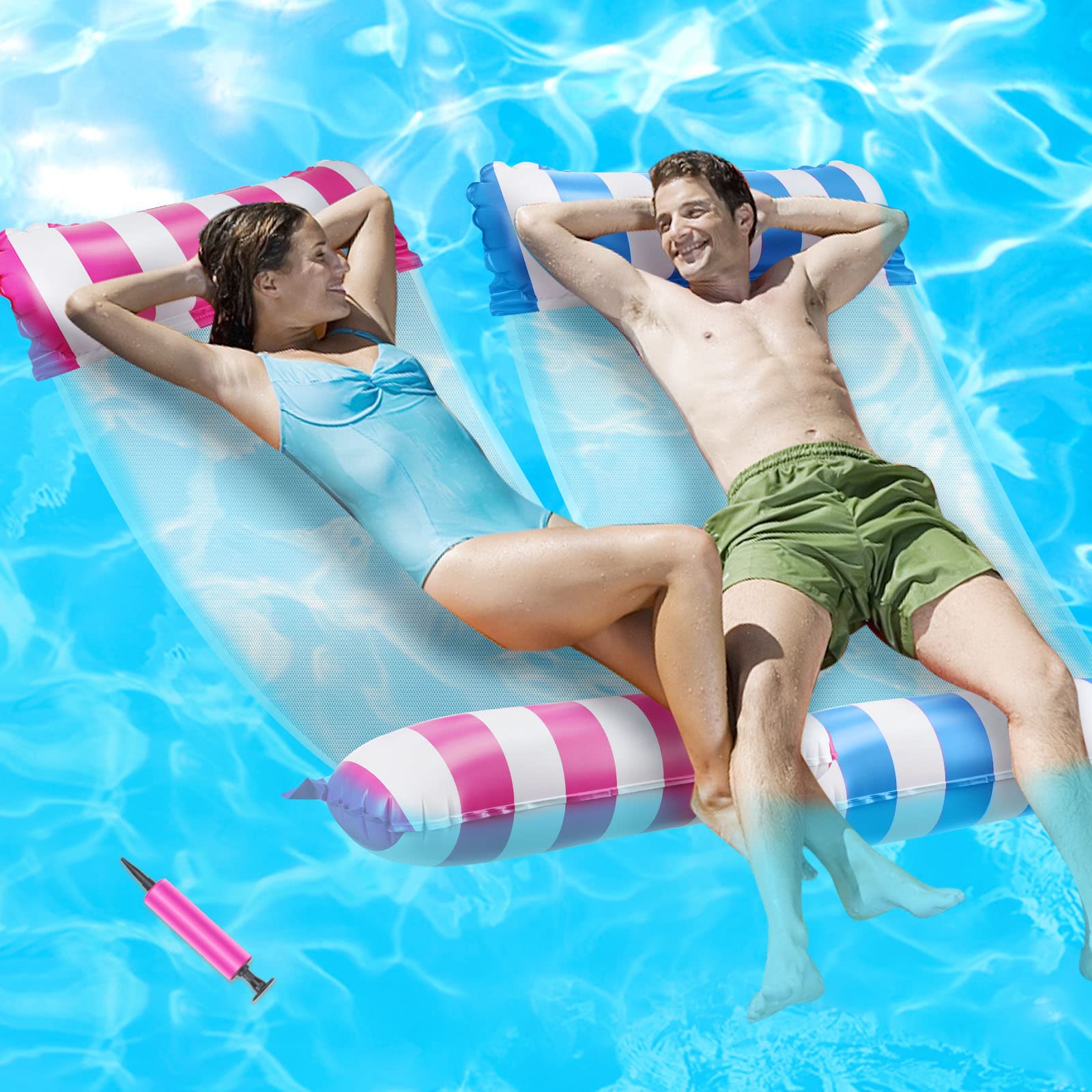 **Lunriwis Inflatable Pool Floats - 2-Piece Water Hammock & Floating Chair Set, Foldable Lounge for Adults, Includes Pump - Perfect for Pool Relaxation, Sunbathing & Summer Fun**