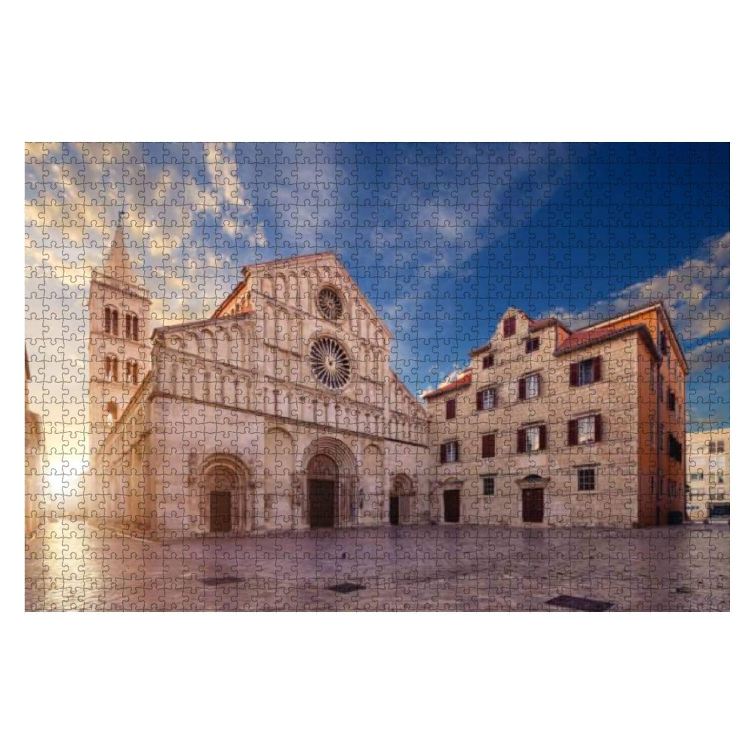 1000-Piece Wooden Jigsaw Puzzle - St. Anastasia's Cathedral Zadar Croatia | Romanesque Architecture Puzzle for Adults & Kids | Educational Brain Teaser & Stress Relief Game | Perfect for Family Bonding & Home Decor