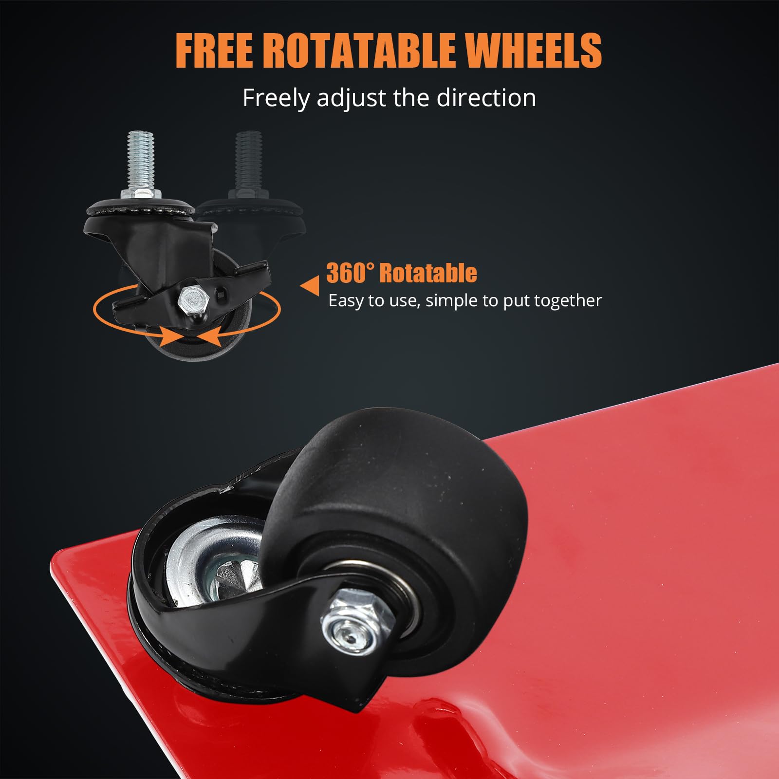 Upgraded Towallmark 4-Pack Car Dolly with Nylon Wheels - 6000lbs Capacity, 360° Rotating Wheel for Moving Cars, Trucks, Trailers & Motorcycles (Red) - Perfect for Garage Storage, Auto Repair Shops & Vehicle Transportation