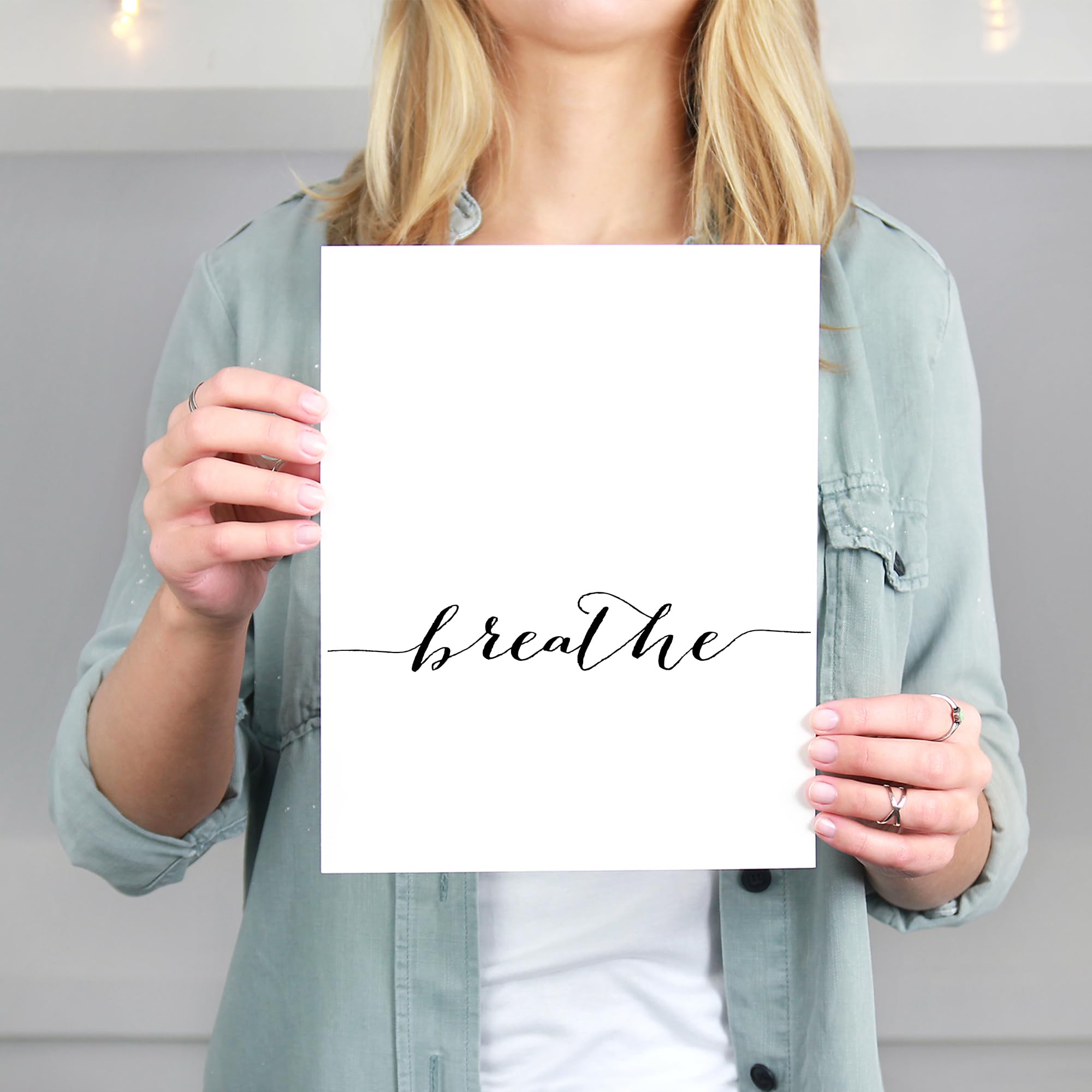 Just Breathe Wall Art Prints - Set of 2 Unframed 8x10 - Inspirational Office & Home Décor