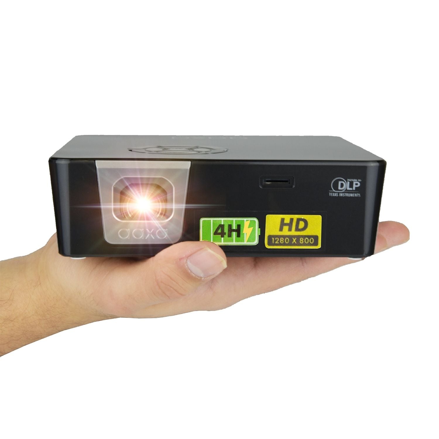 AAXA P6X DLP Portable Projector with 4-Hour Battery Life | Wireless Screen Mirroring | Ideal for Home Theater, Outdoor Movies & Business Presentations