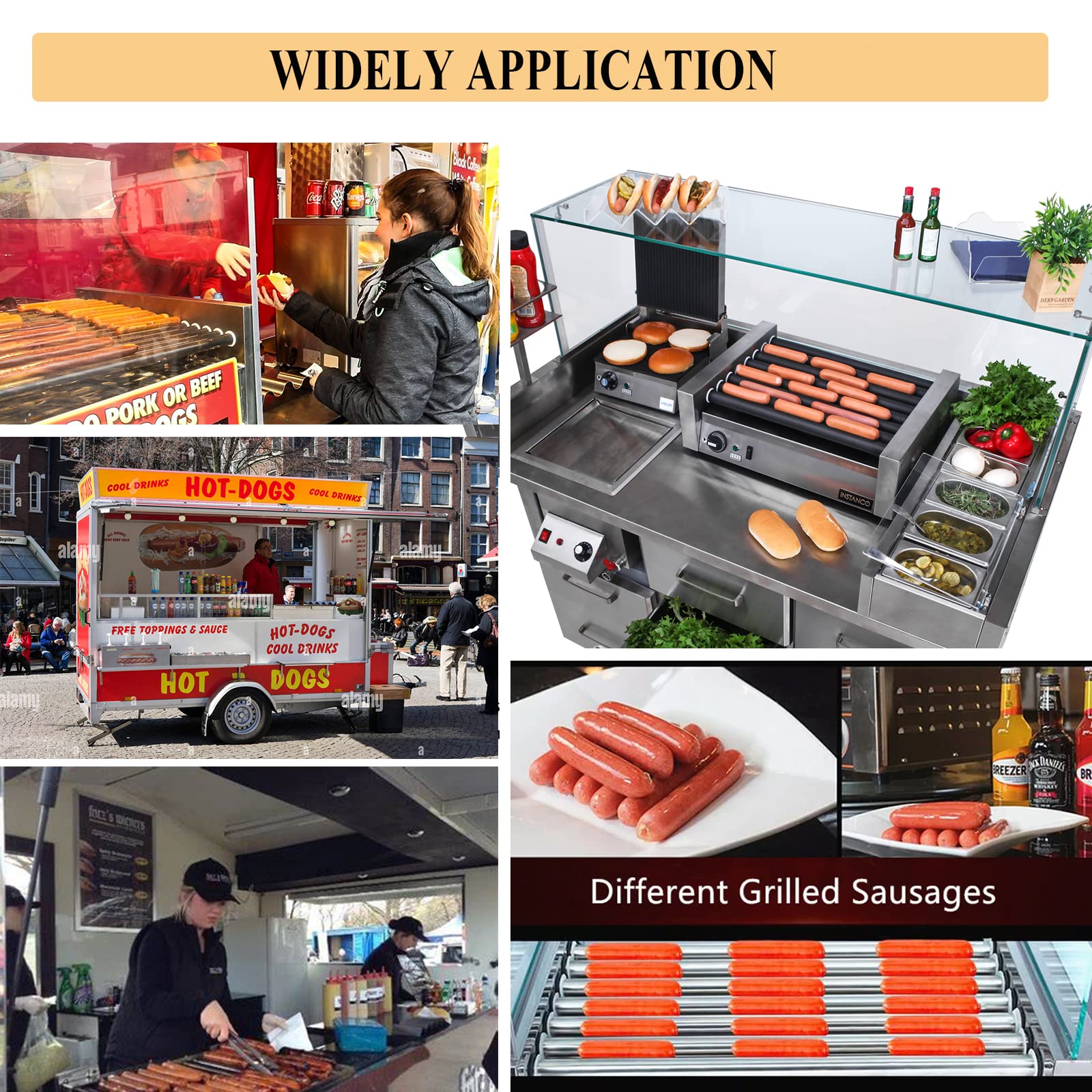 Commercial Electric Hot Dog Roller Machine - 5 Stainless Steel Rollers, 750W Non-Stick Heating for 16 Hot Dogs | Perfect for Restaurants, Carnivals & Home Parties | Fast Food Preparation & Snack Serving Solution