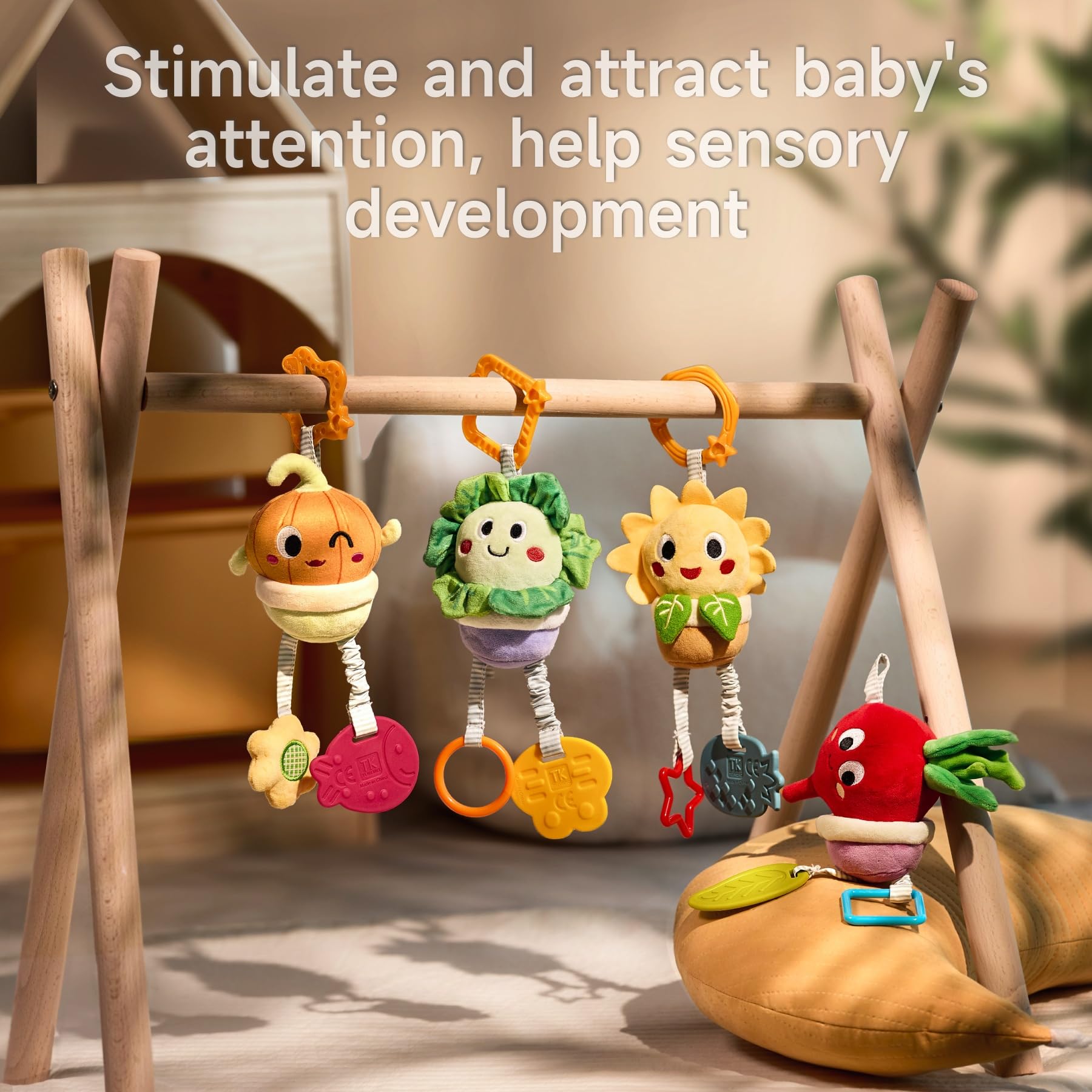 TUMAMA Baby Toys 0-12 Months - Soft Hanging Stroller & Crib Toys with Teether, Rattles & Crinkle Sounds - Sensory Developmental Toys for Newborns & Infants - Perfect for Car Seat, Stroller & Nursery Playtime