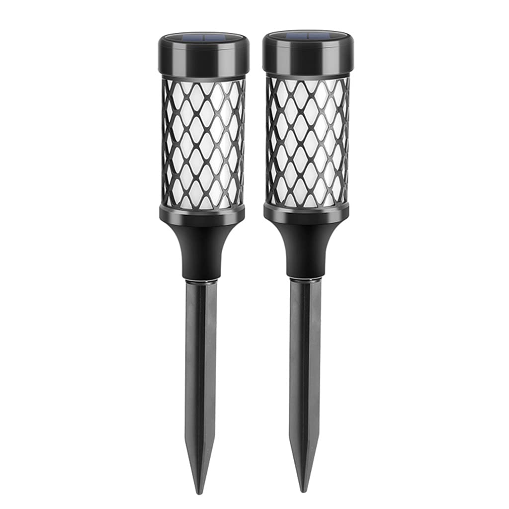 2 Pack Solar Ground Lights - 10 LED Waterproof Outdoor Landscape Lighting for Garden, Lawn, Pathway | Solar Powered Bollard Stick Lights for Yard, Patio, Driveway Decoration
