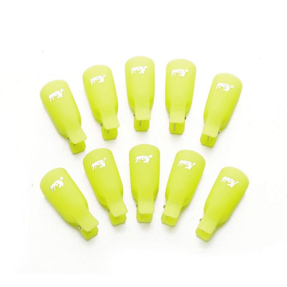 10 Pcs Plastic UV Gel Nail Polish Remover Clips - Soak Off Wraps for Nail Art & Manicure - Yellow Nail Care Tools for Salon & Home Use