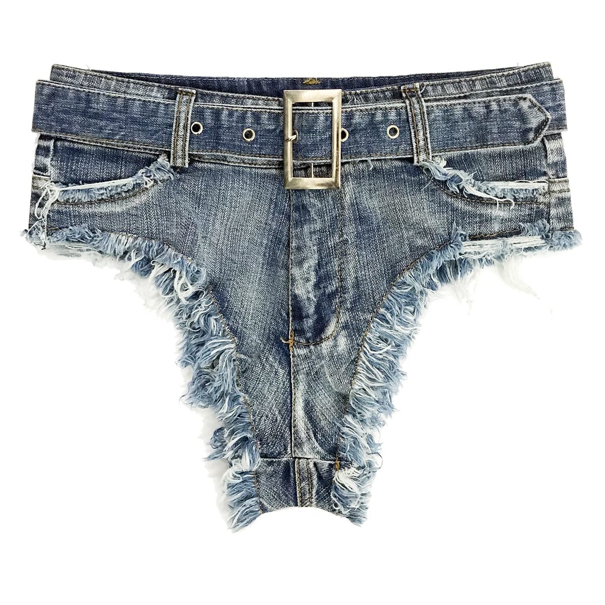 Sexy High Waisted Denim Shorts for Women - Raw Edge Cutoff Jean Shorts with Belt | Nightclub Outfit, Summer Party Wear, Casual Street Style