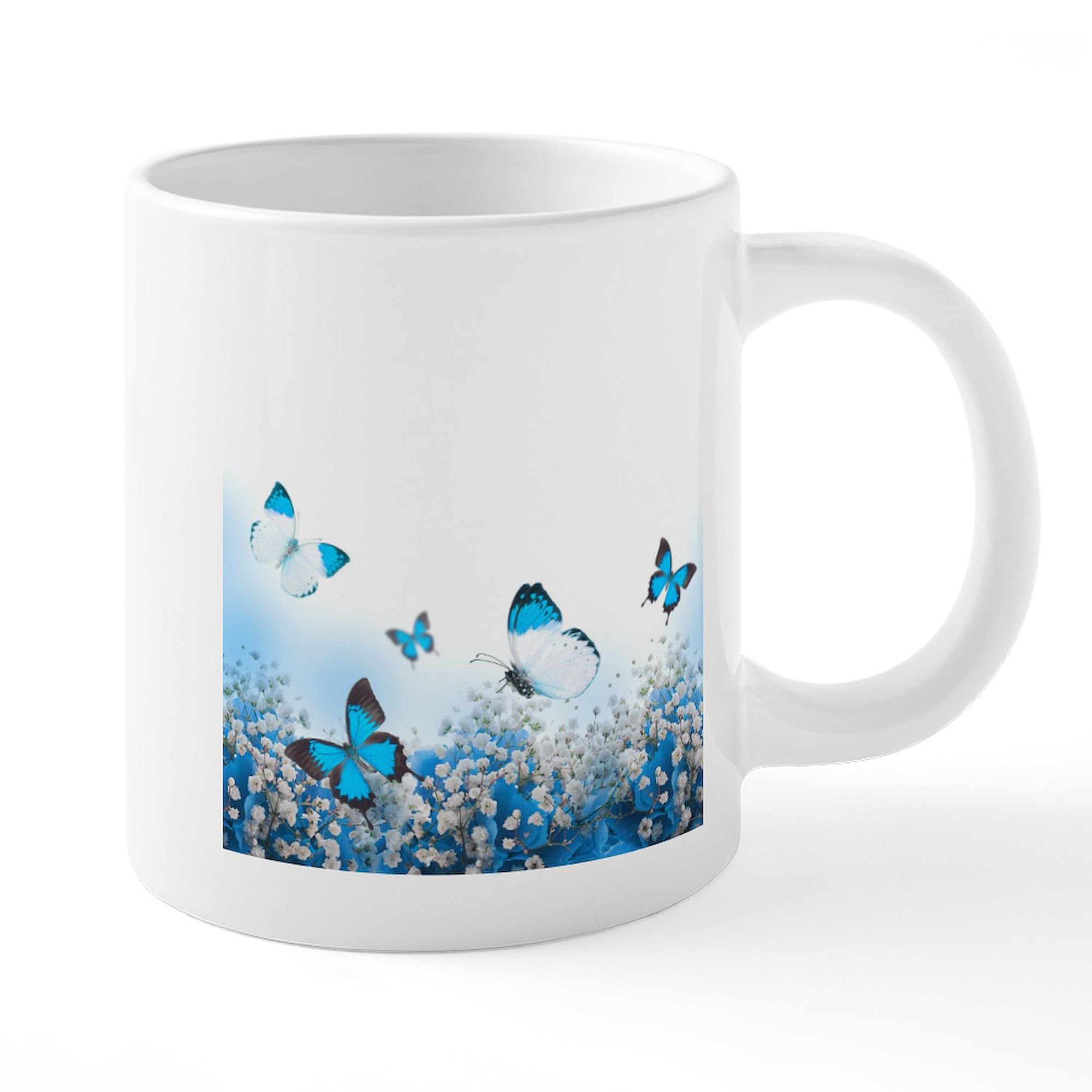 Flowers and Butterflies 20 oz Ceramic Coffee Mega Mug - Large Oversized Tea Cup for Home, Office, Gifts | Cute Butterfly Design for Coffee Lovers