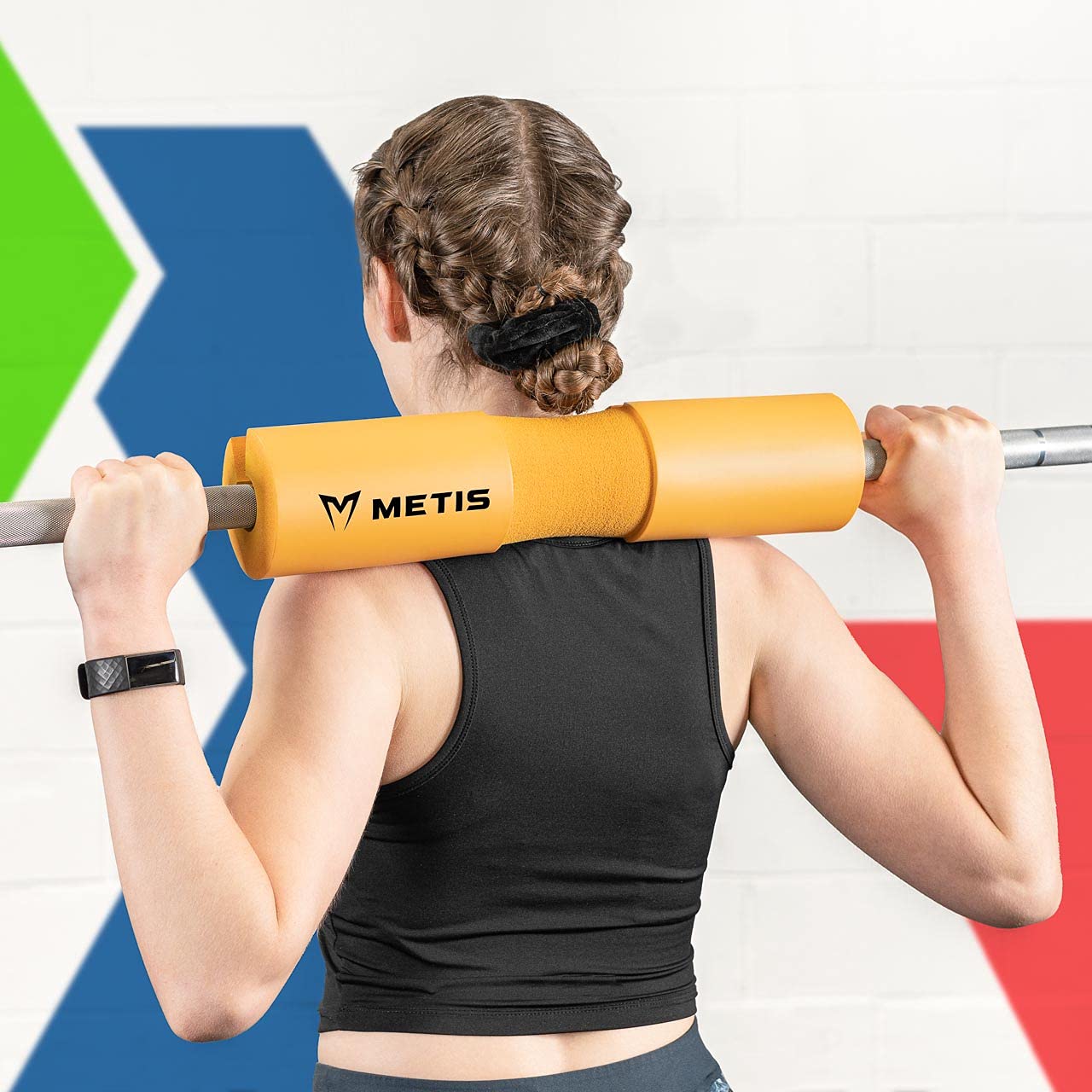 METIS Foam Barbell Pad [Black/Orange] - Comfortable Barbell Cushion for Hip Thrusts, Squats & Weightlifting - Home Gym Accessories for Shoulder & Neck Support - Durable Squat Bar Pad for CrossFit & Strength Training