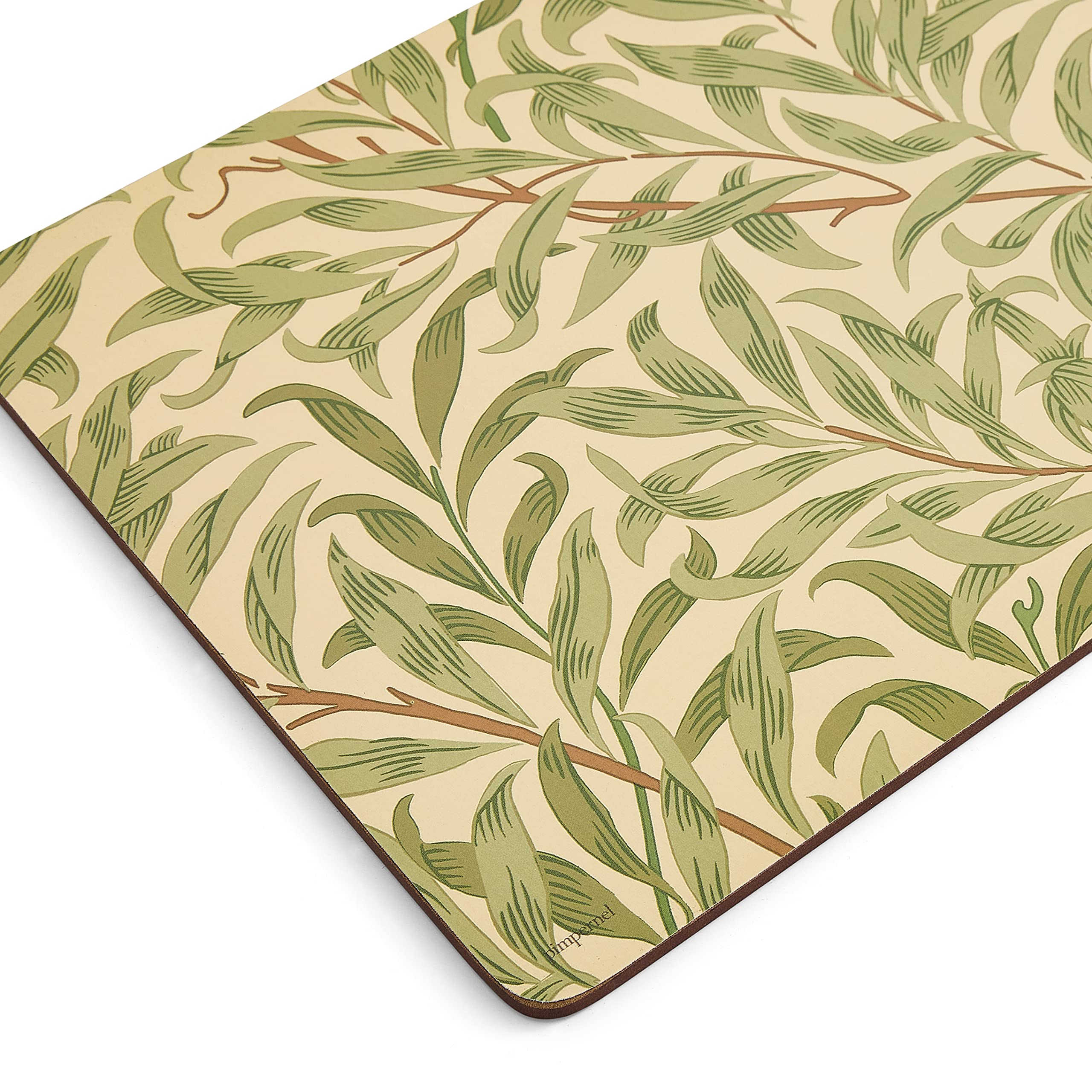 Portmeirion Willow Bough Green Placemats Set of 6 - Large Rectangular Table Mats for Dining Room, Kitchen, and Formal Dinner Parties