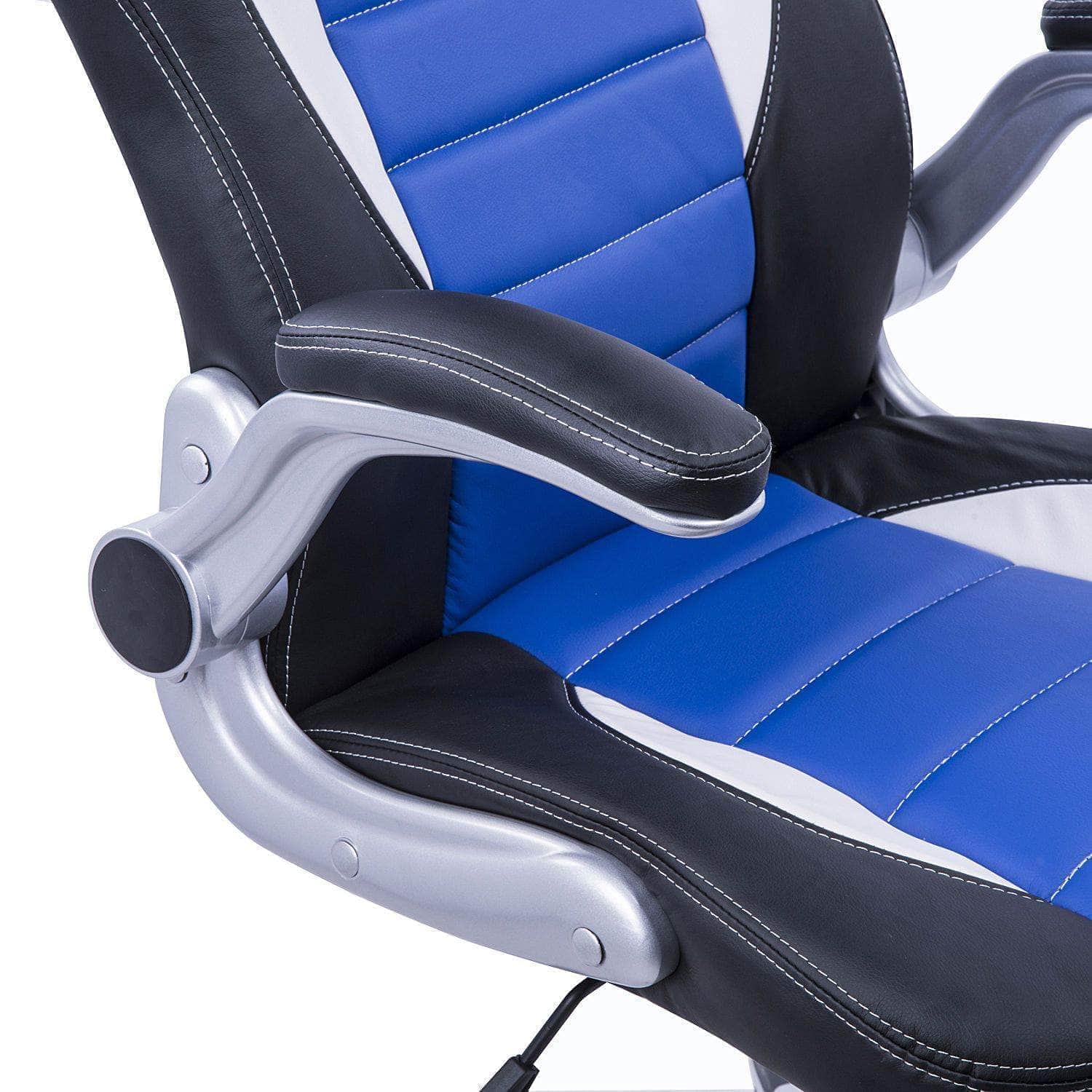 Premium Racing Style Office Gaming Chair - Ergonomic Swivel & Adjustable Armrest - PU Leather Executive Desk Chair for Home & Work - Available in Black & Red (Perfect for Gamers & Remote Workers)