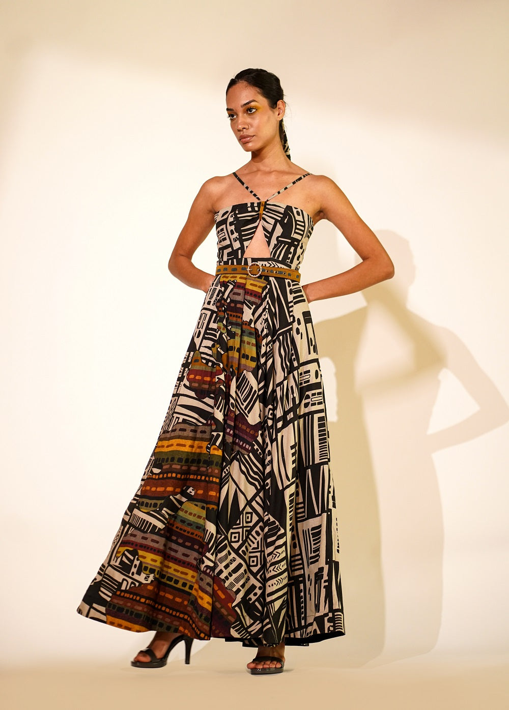 White Base Abstract Print Dress - Stylish Flowy Summer Dress for Women | Perfect for Beach, Party & Casual Outings