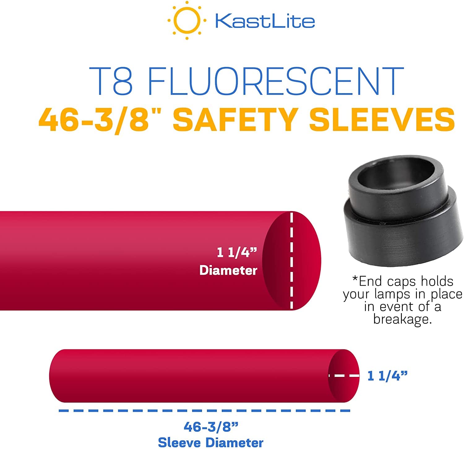 KastLite T8 Fluorescent Light Tube Guard with End Caps - 46-3/8