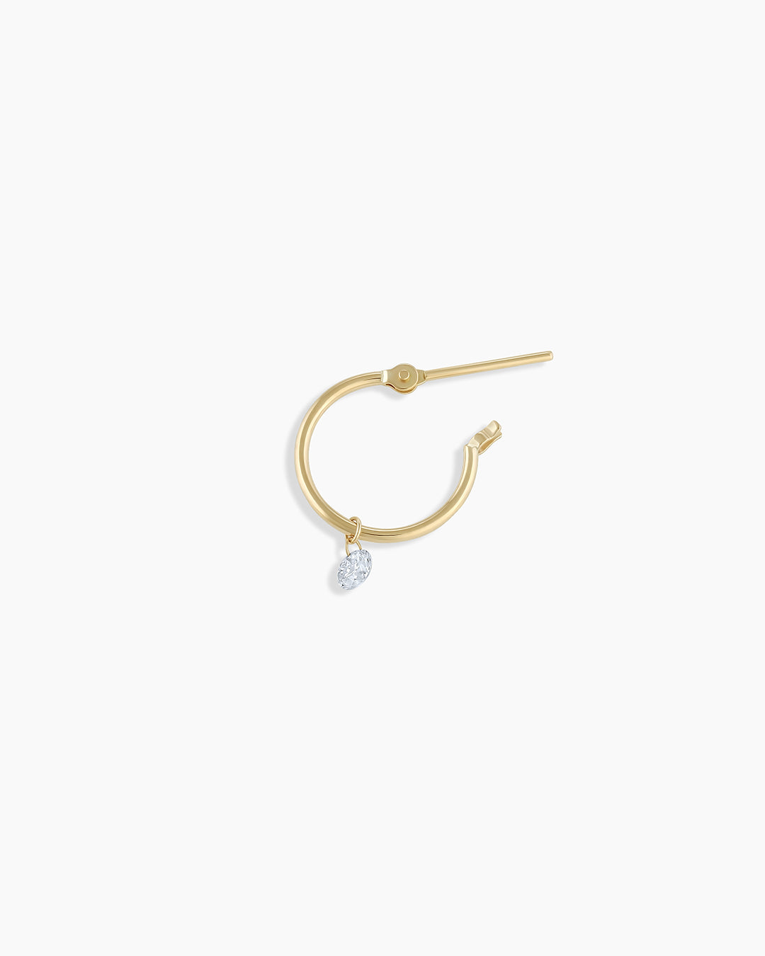 Floating Diamond Single Huggie Earrings - Dainty Minimalist Hoop Earrings for Women - Perfect for Everyday Wear, Date Night & Special Occasions