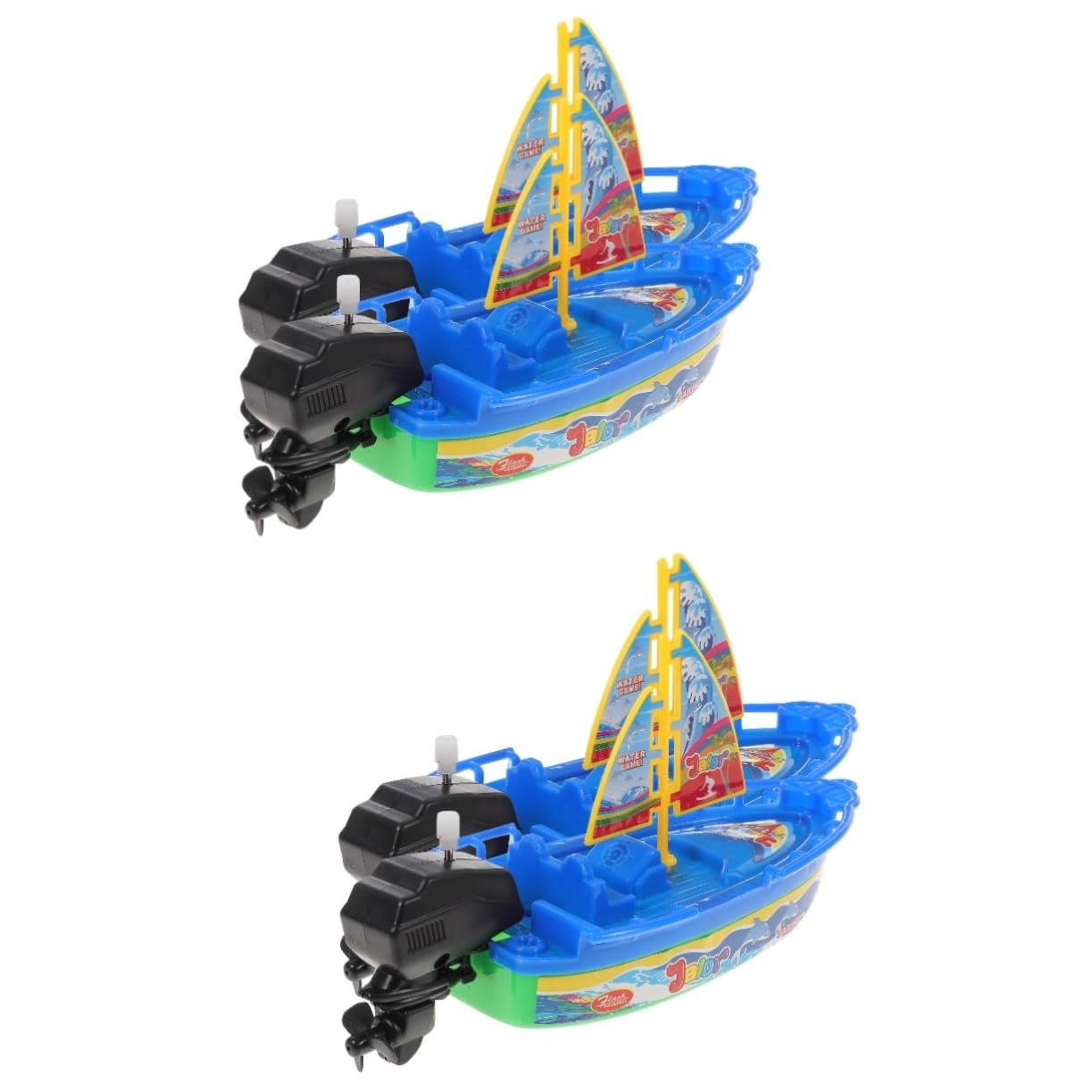 HAWILLOSCH 4-Piece Wind-Up Bathtub Boat Toy Set - Yellow Clockwork Bath Toys for Kids | Fun Water Play & Bathtime Games