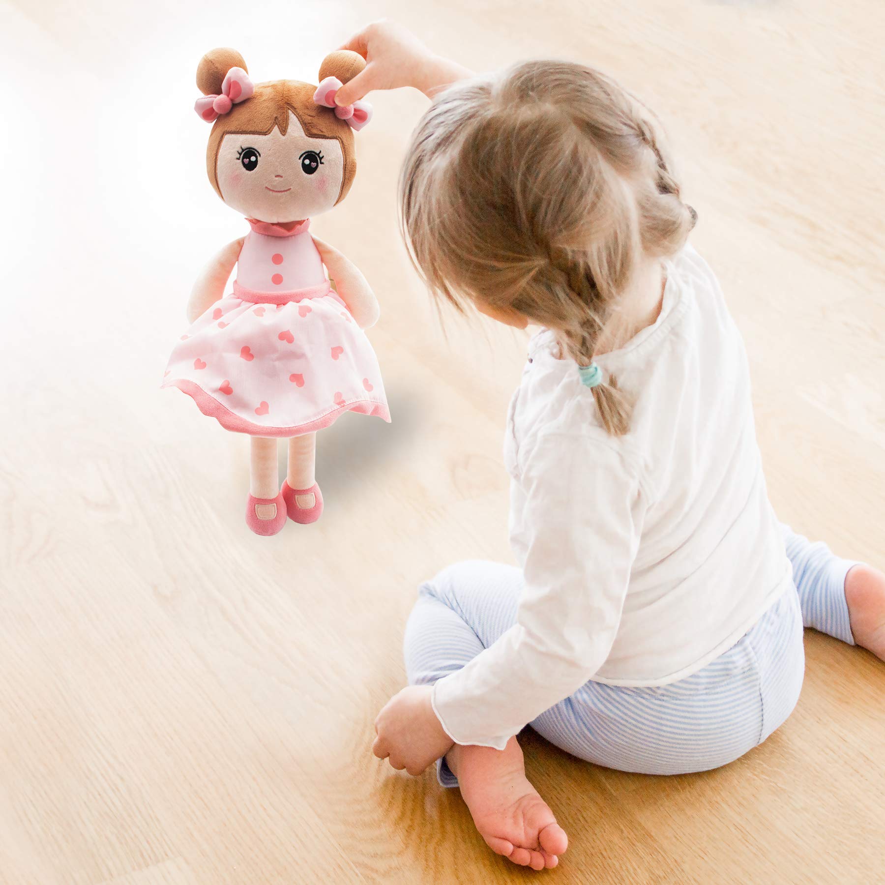 Maxshop 17'' Super Soft Plush Doll - Cute Baby Girl Stuffed Animal Toy with Gift Box (Pink) | Perfect Birthday Gift, Nursery Decor & Cuddly Companion