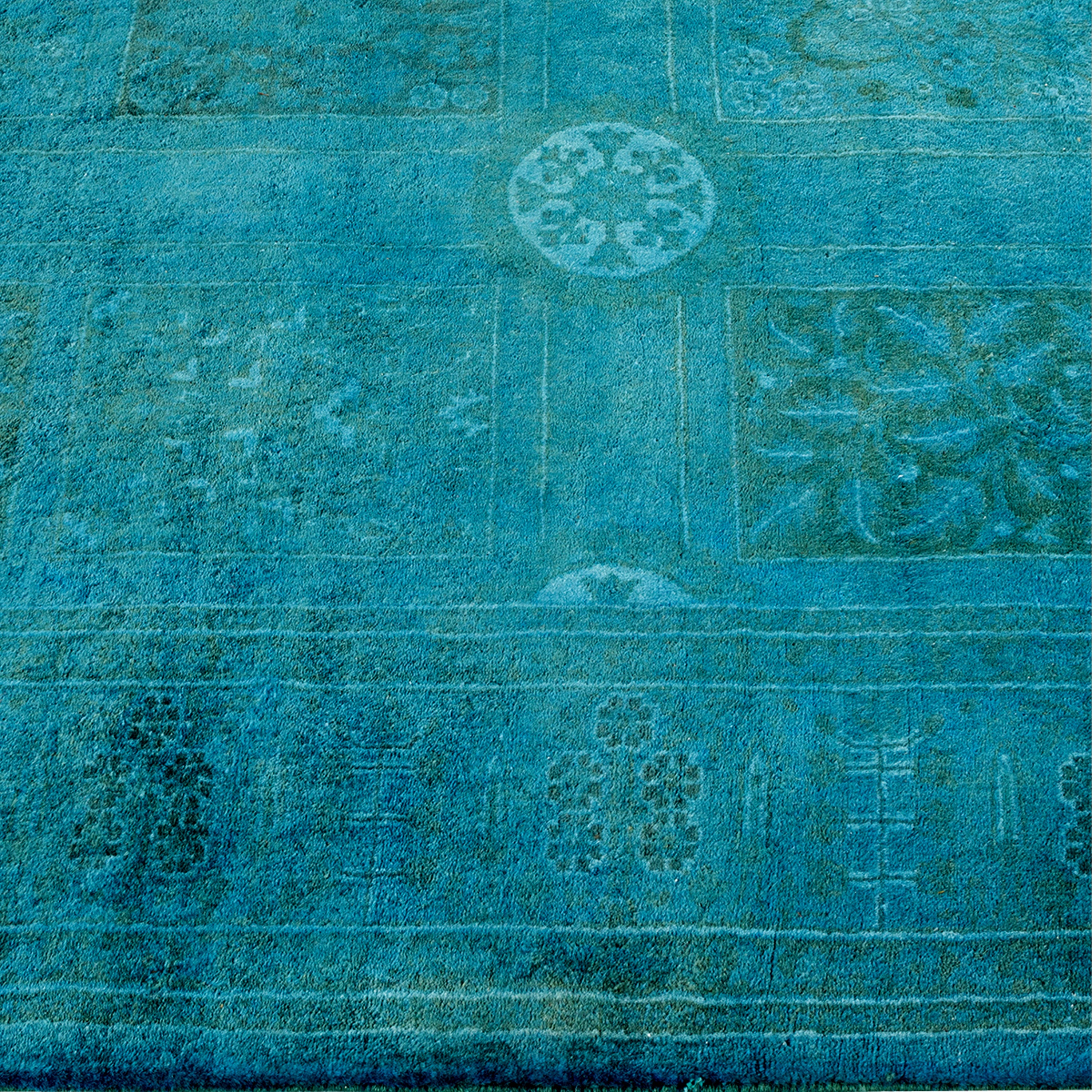 Blue Overdyed Wool Runner Rug 3'2 x 20'4 - Soft Vintage Style Area Rug for Living Room, Bedroom & Hallway