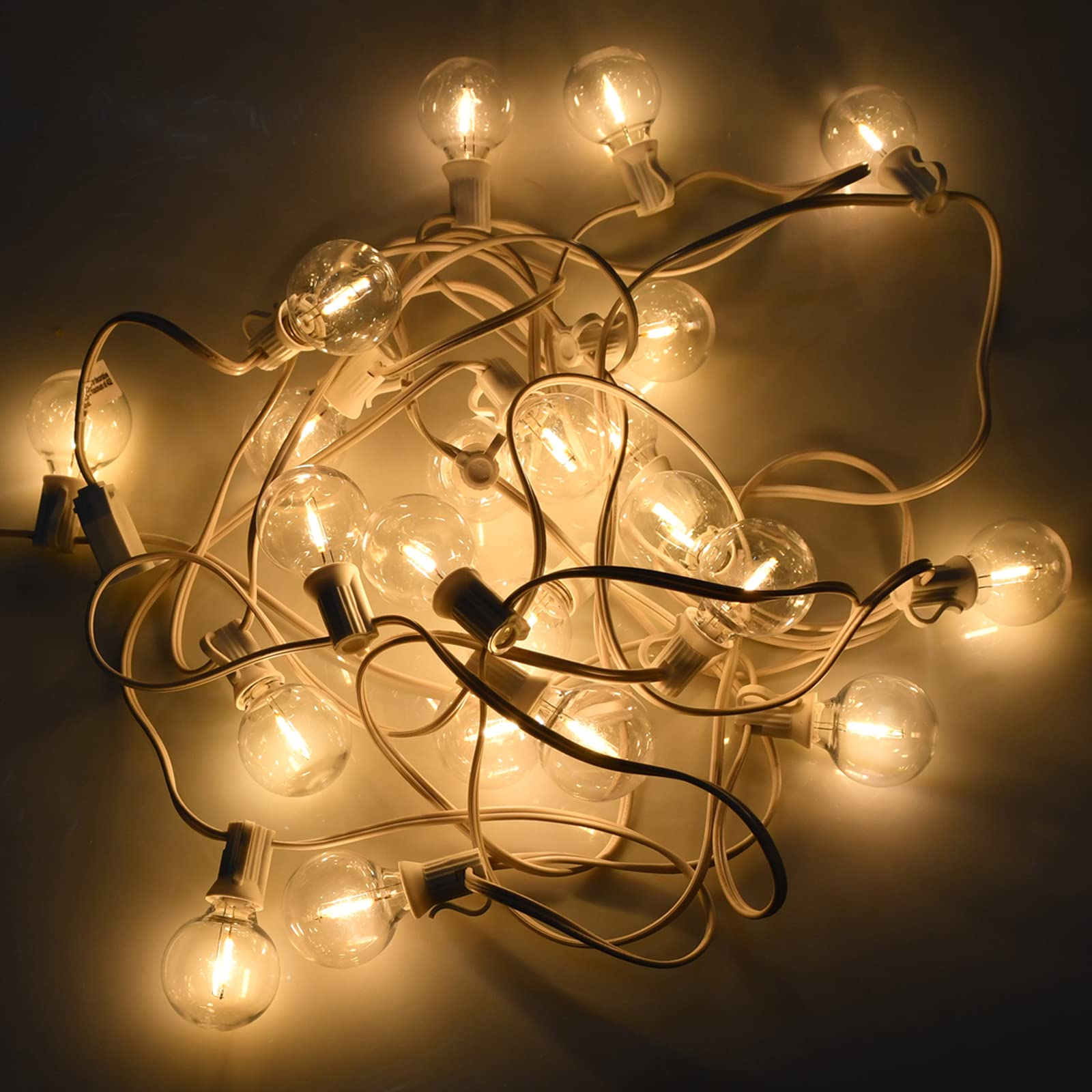 SUNSGNE 100Ft LED Globe String Lights - Shatterproof Waterproof G40 Outdoor Fairy Lights with 52 Dimmable Bulbs, Connectable Hanging Patio Lights for Garden, Wedding, Party, Bistro, Pergola & Tents - Perfect for Backyard Decor, Christmas Lighting & Romantic Ambiance (White)