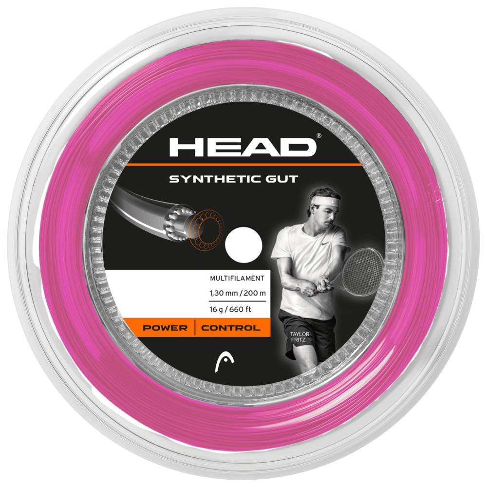 Head Synthetic Gut 16/1.30 Tennis String Reel - Pink | Premium Tennis Racket Strings for Durability & Performance | Perfect for Recreational & Competitive Players