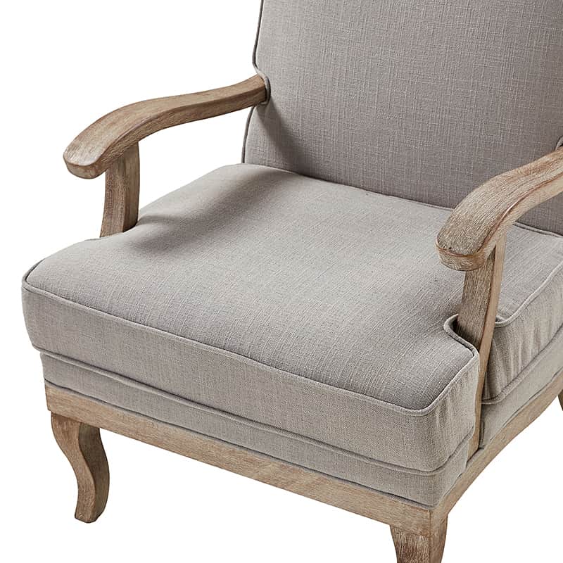 Randolph Farmhouse Upholstered Accent Chair with Wooden Legs - Comfortable Living Room Armchair for Home Decor, Reading Nook & Cozy Sitting Area (Multiple Style Options Available)