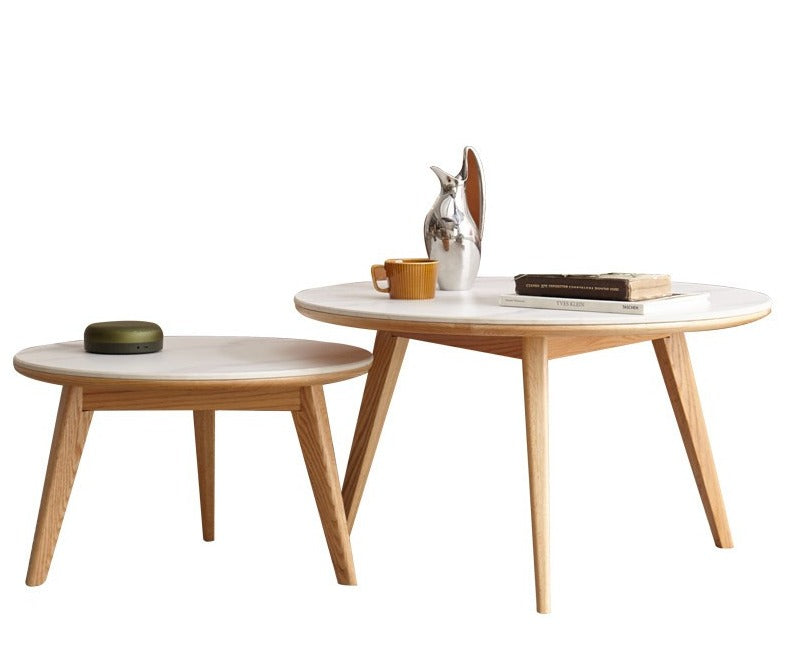 Solid Oak & Black Walnut Coffee Table with Slate Top - Rustic Modern Living Room Furniture for Home Decor