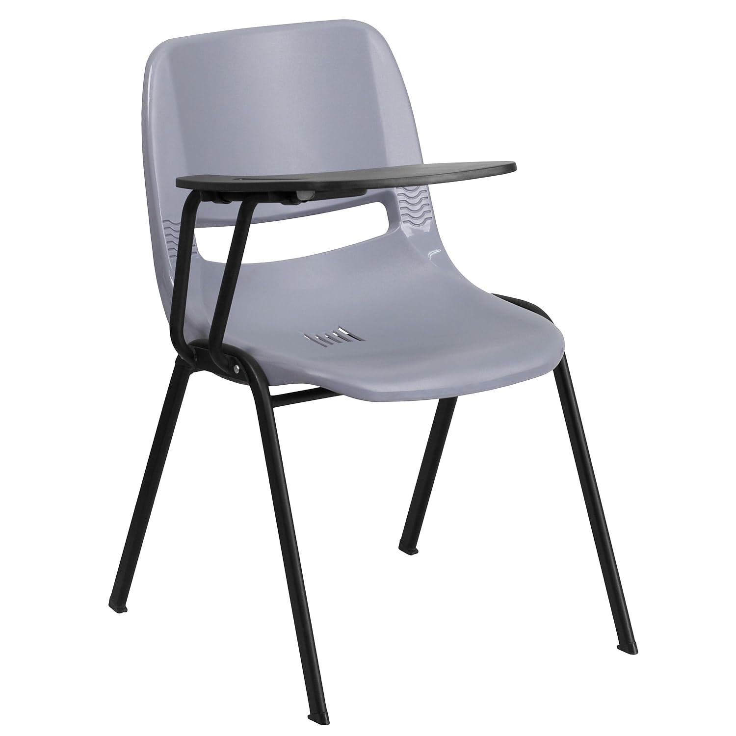 Flash Furniture HERCULES Gray Ergonomic Shell Chair with Right Handed Flip-Up Tablet Arm - Comfortable Office & Conference Room Seating for Work & Meetings