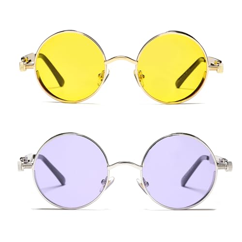 2 Pack (Yellow Lens/Gold+purple Lens/Silver)