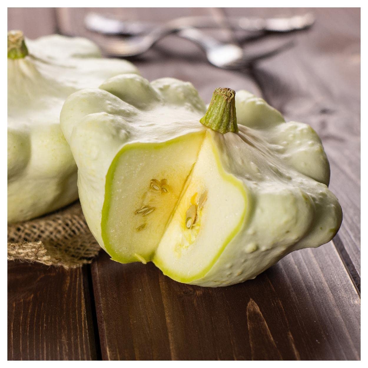 Everwilde Farms - 40 Bennings Green Tint Scallop Summer Squash Seeds - Non-GMO, Heirloom, Gold Vault Seed Packet - Perfect for Home Gardening, Vegetable Patches & Fresh Summer Recipes