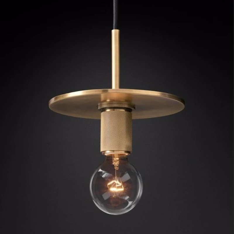 Vintage Brass Pendant Light - Retro Industrial Style Hanging Fixture for Kitchen Island, Dining Room, and Bar Lighting